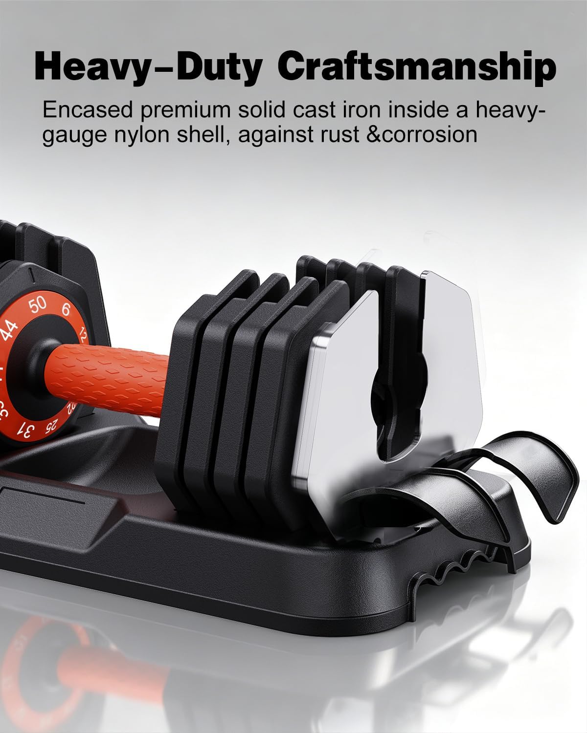 Detalle 2 de WLR 10-in-1 Adjustable Dumbbell Set with Quick-Dial Weights and Silicone Grip
