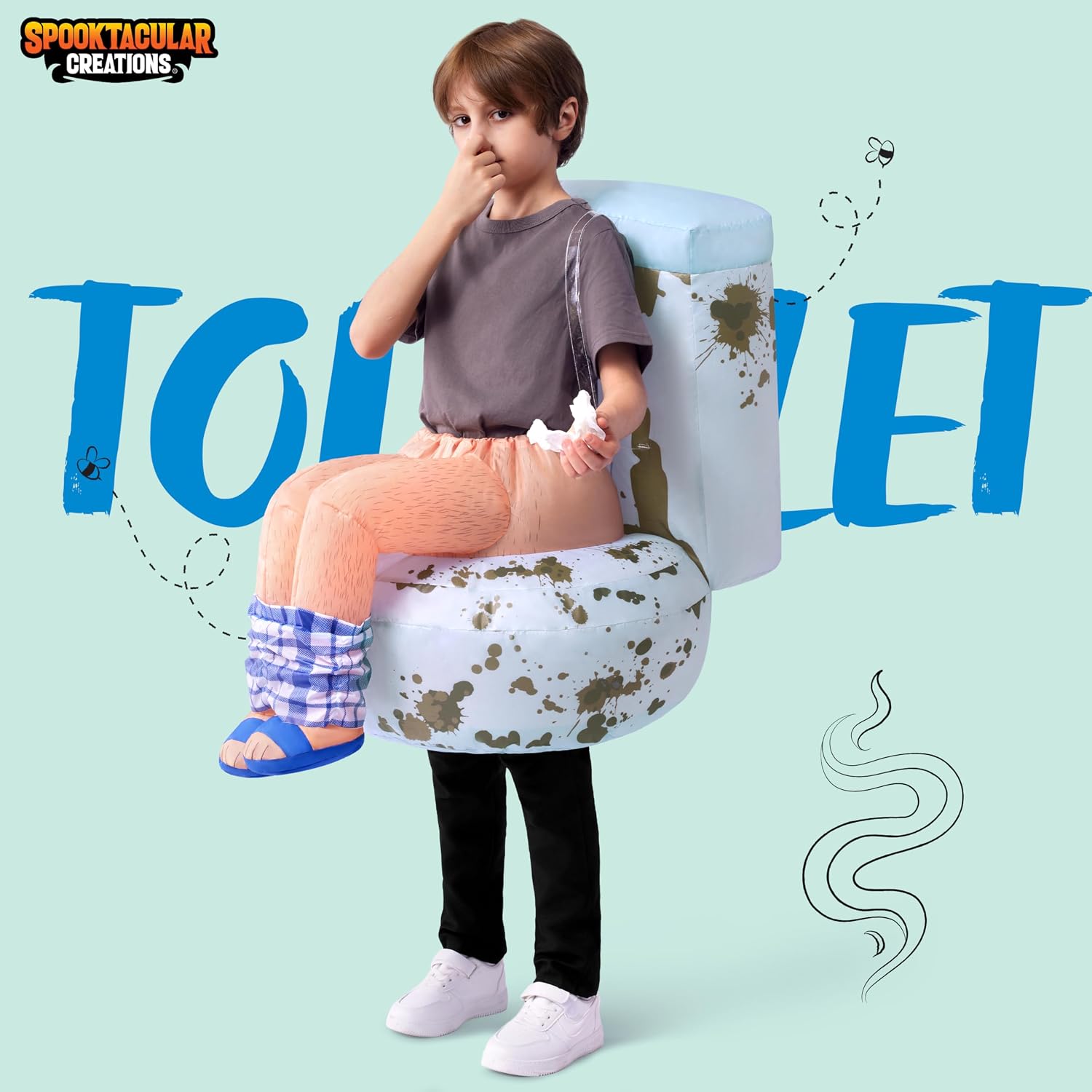 Detalle 2 de Spooktacular Creations Kids’ Sitting-on-a-Toilet Inflatable Costume