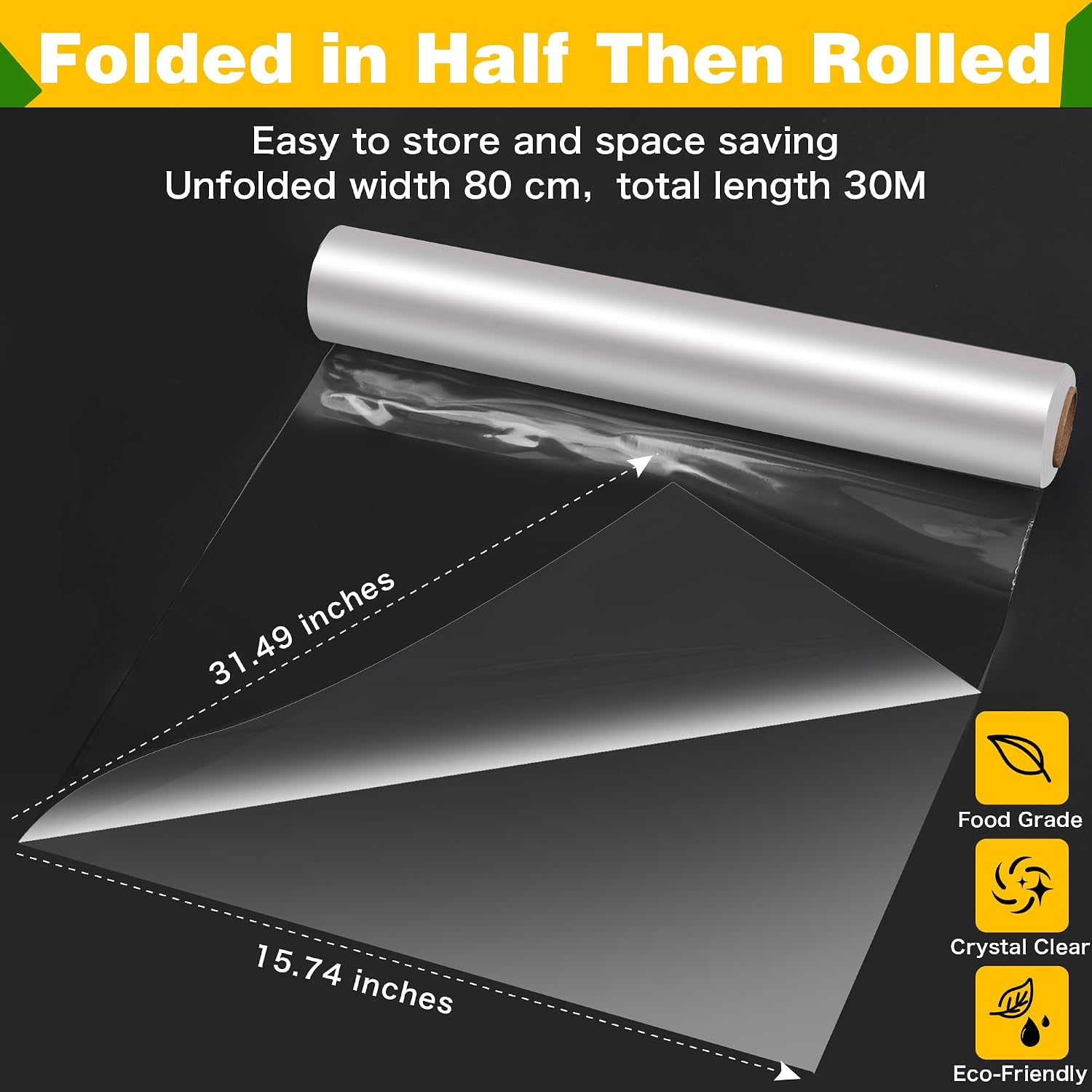 Detalle de HuiCloud 80cm x 30m Clear Cellophane Wrap Roll – Extra Wide Gift Wrapping for Gifts, Hampers & Floristry