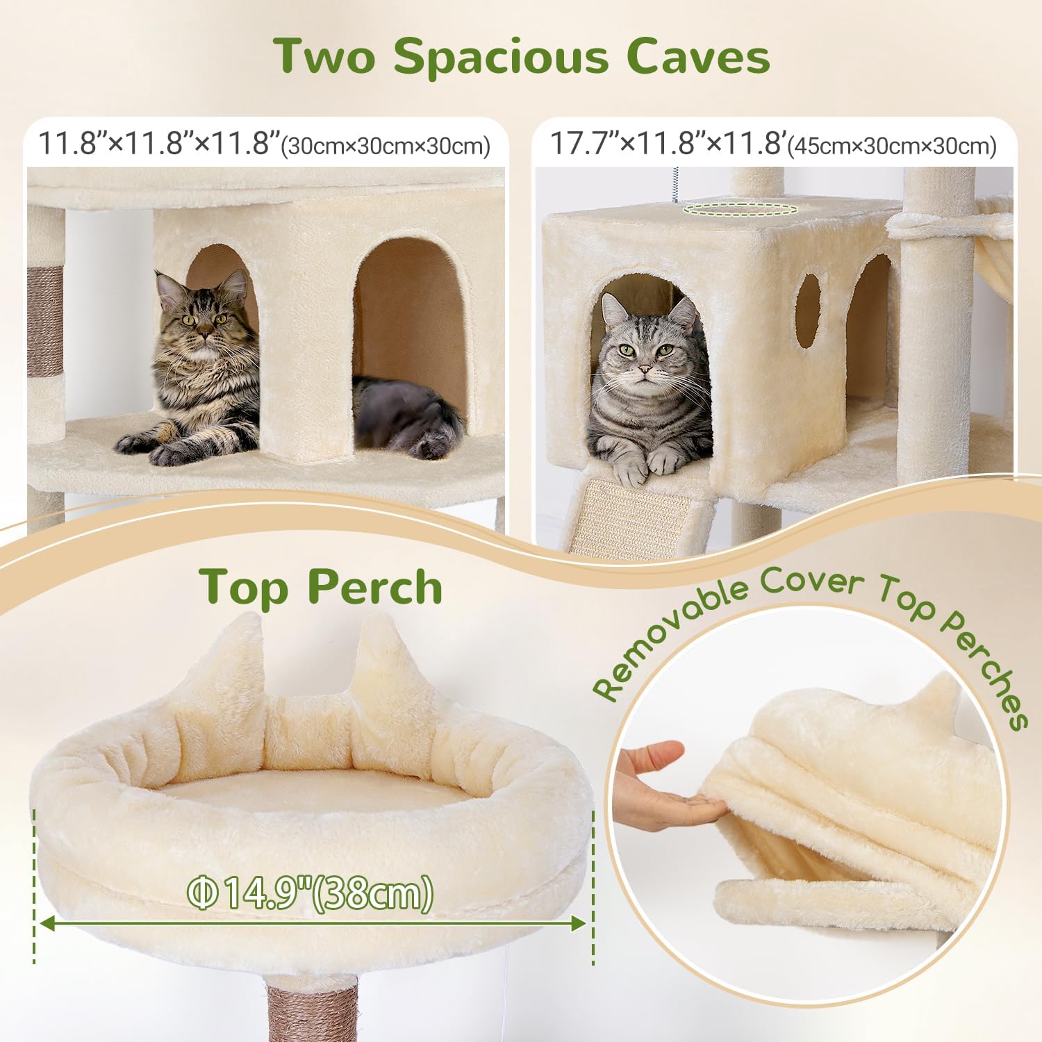 Detalle 1 de Globlazer S72 Heavy-Duty Cat Tree, 72-Inch, 6 Levels, Beige