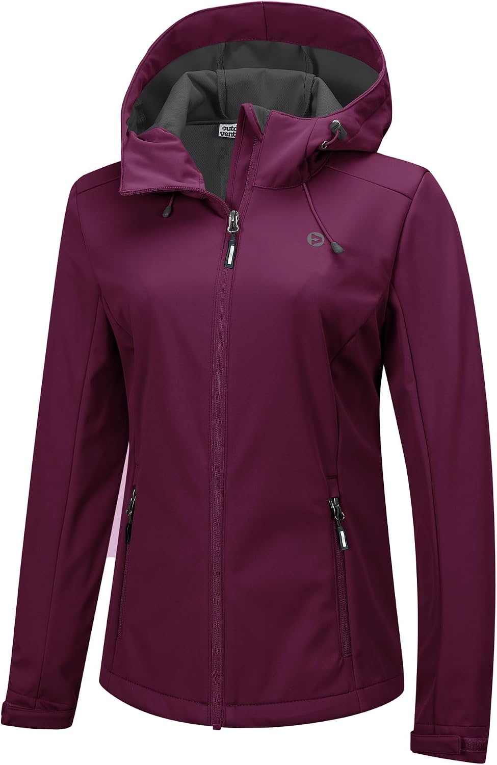 Detalle de Outdoor Ventures Damen wasserdichte Softshelljacke mit Kapuze – Winddicht für Radfahren & Wandern