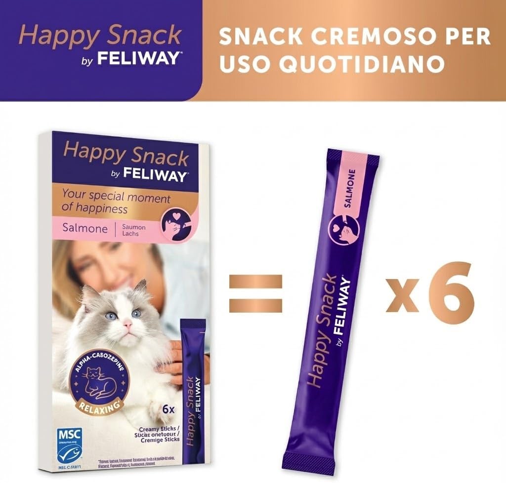 Detalle 2 de Happy Snack by FELIWAY – Gustosi snack calmanti per gatti, 6 stick