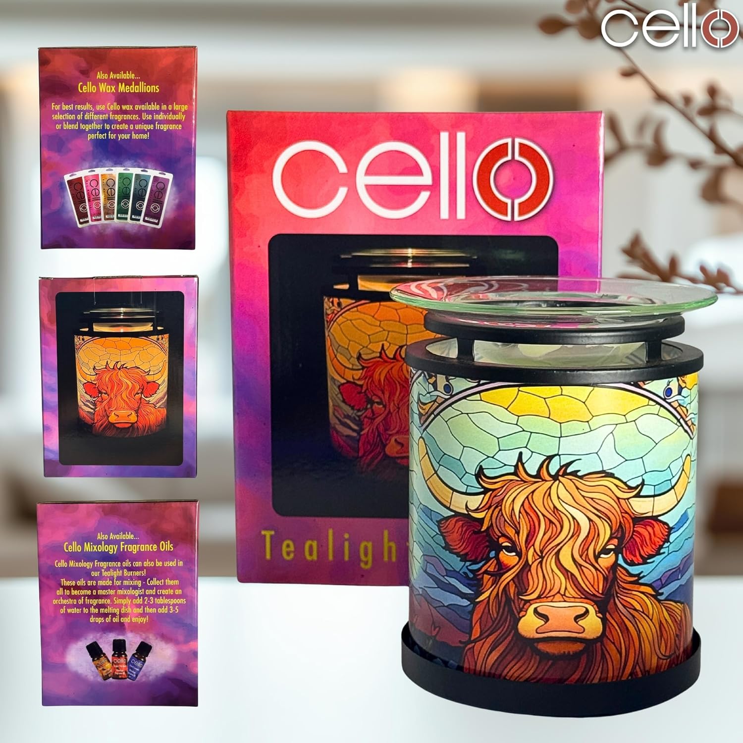 Thumbnail 4 de Cello Cello Tealight Wax Warmer – Highland Cow Design scented oil candle warmer