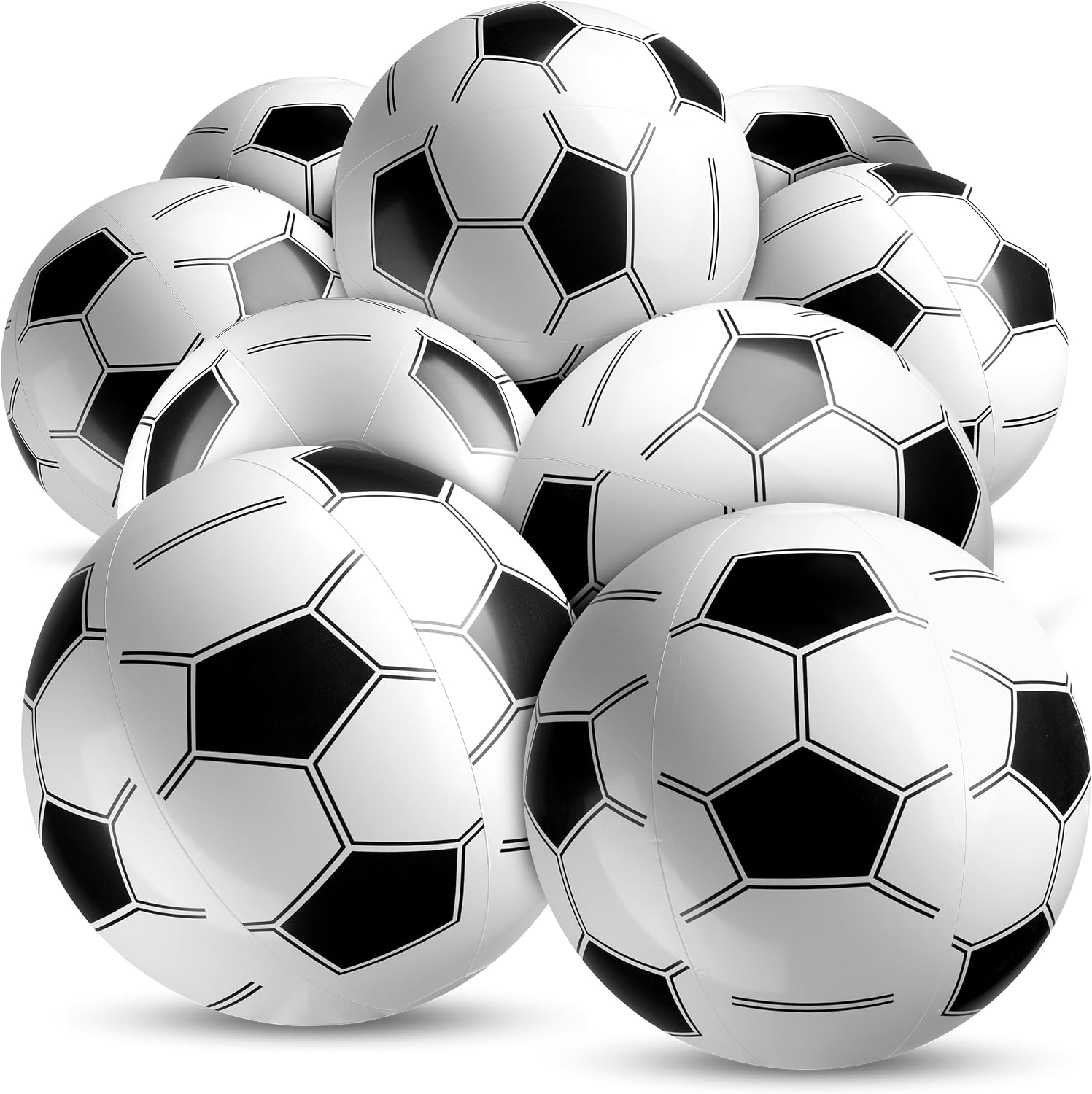 Detalle de Bedwina Inflatable Soccer Balls (Pack of 12) 16-inch Beach Balls for Pool Toys & Party Favors