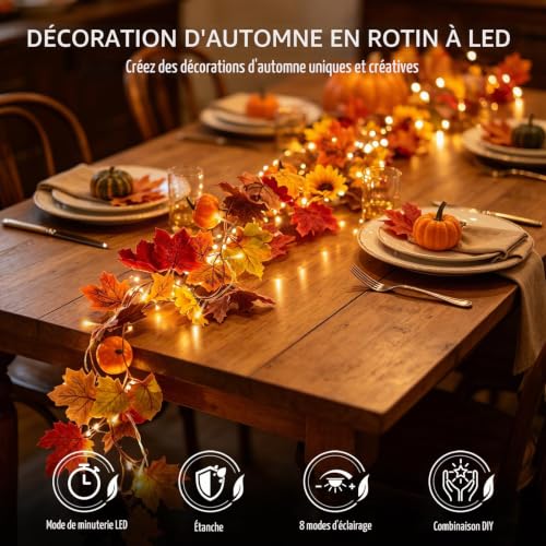 Thumbnail 2 de 2 Pièces Deco Decoration Automne Intérieur - Couronne Guirlande Lumineuse Bopertrove