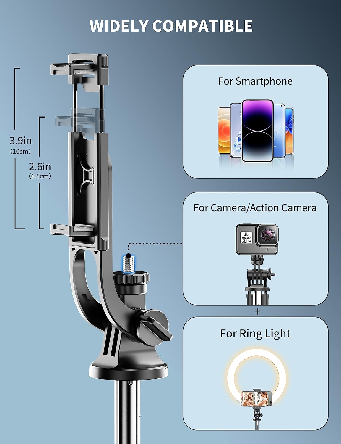 Detalle 2 de 71" Phone Tripod 360° Rotation with Remote