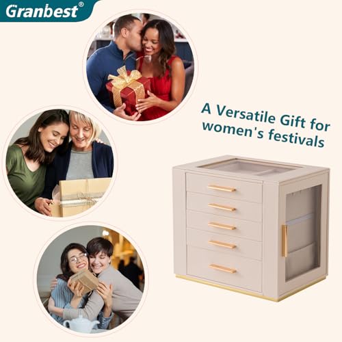 Thumbnail 6 de Granbest 5-Tier Jewellery Box with Glass Top and Mirror