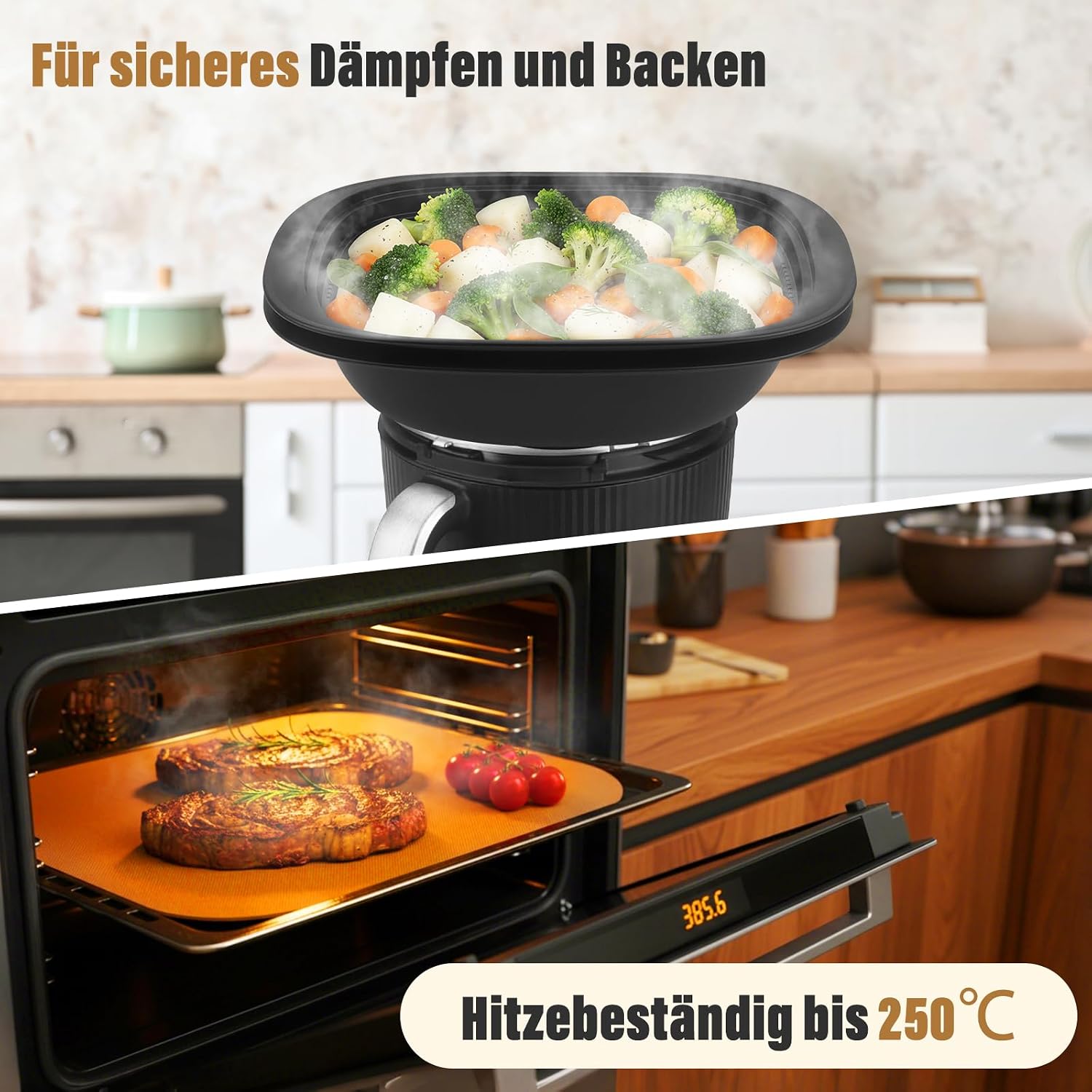 Detalle 2 de Permanent Dauerbackfolie für Thermomix TM7 Varoma – passgenaues, wiederverwendbares Backpapier
