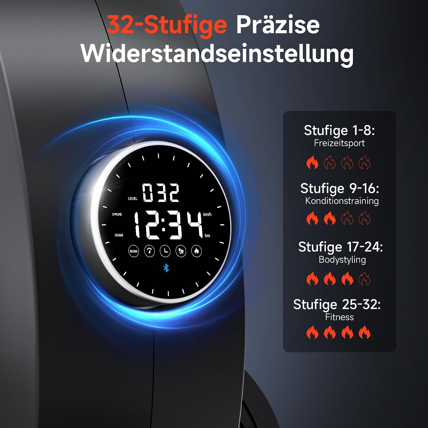 Detalle de Wenoker Rudergerät 32 Stufen Widerstand mit App