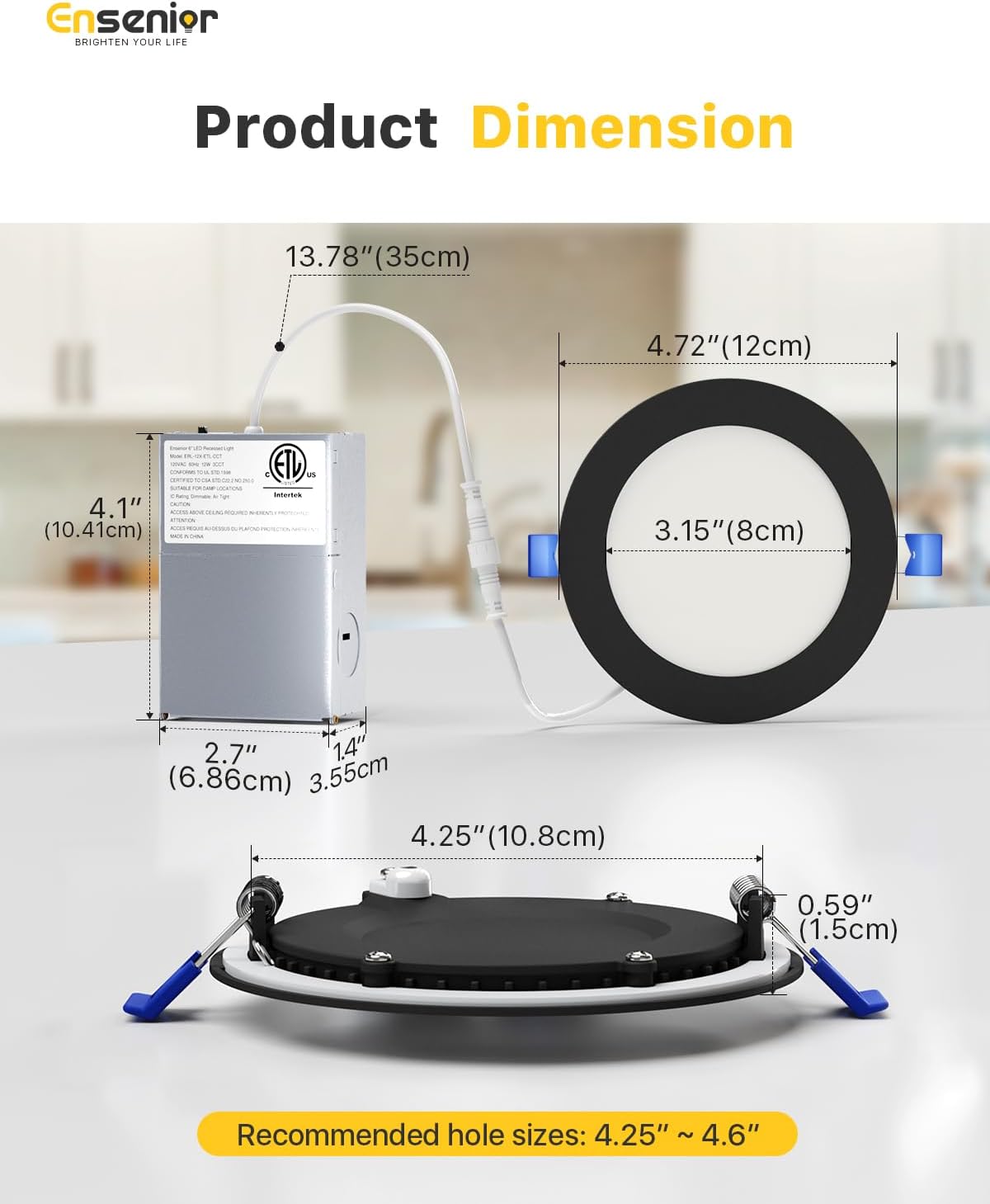 Detalle 2 de Ensenior 4-Inch LED Recessed Ceiling Light