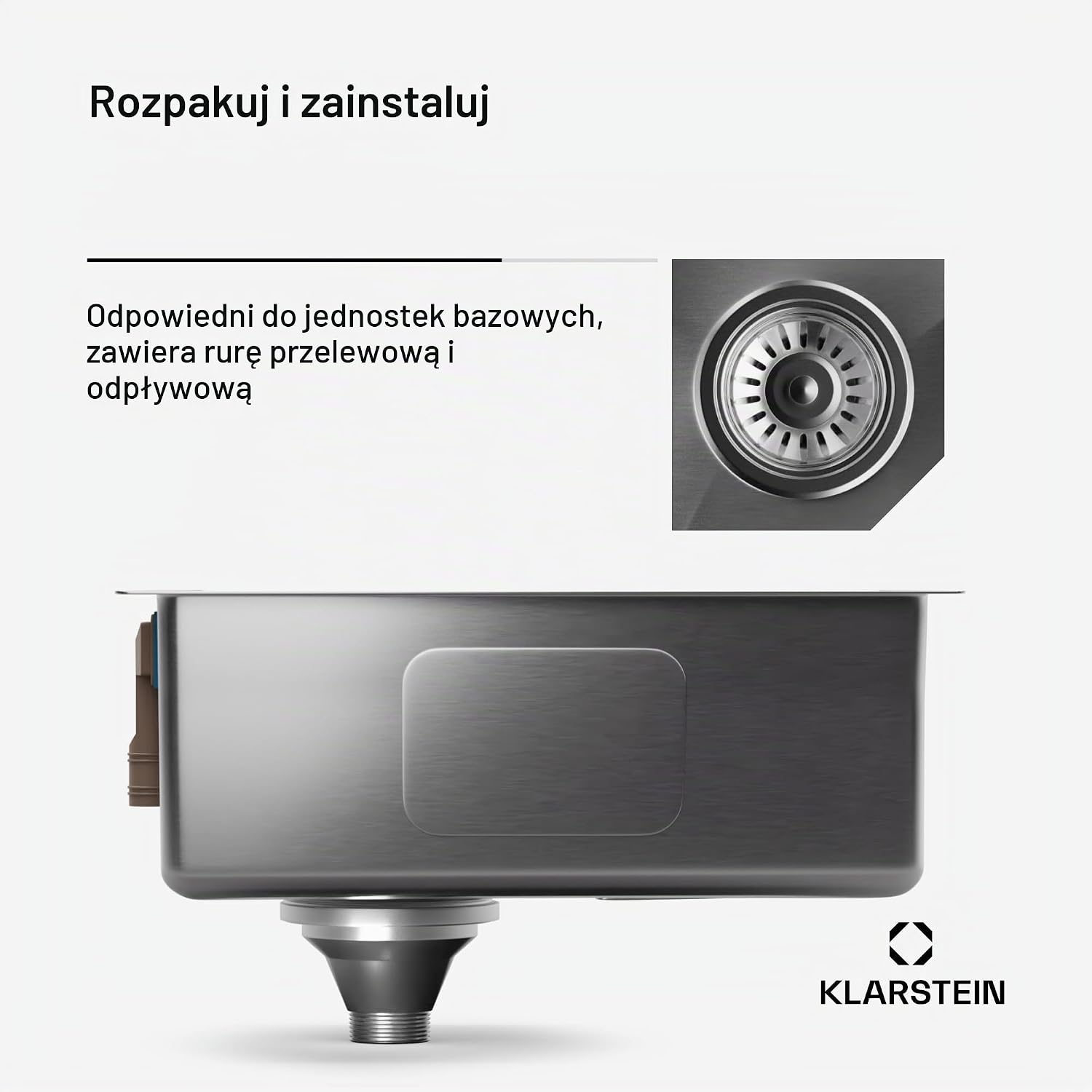 Thumbnail 6 de Klarstein zlewozmywak ze stali nierdzewnej 39 × 45 cm z sitkiem i przelewem