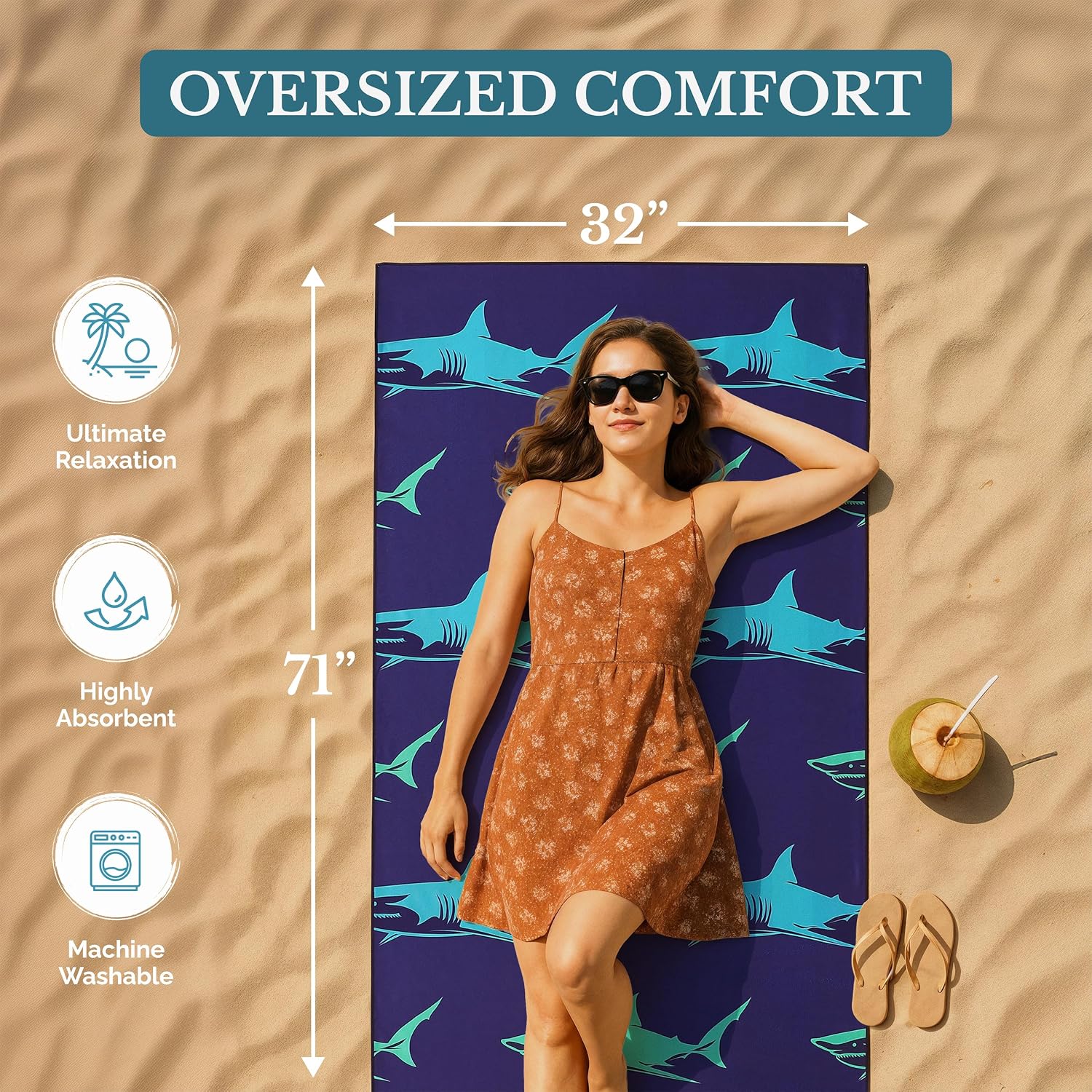 Thumbnail 2 de Casa Platino Lucky Bay 71x32 beach towel pack