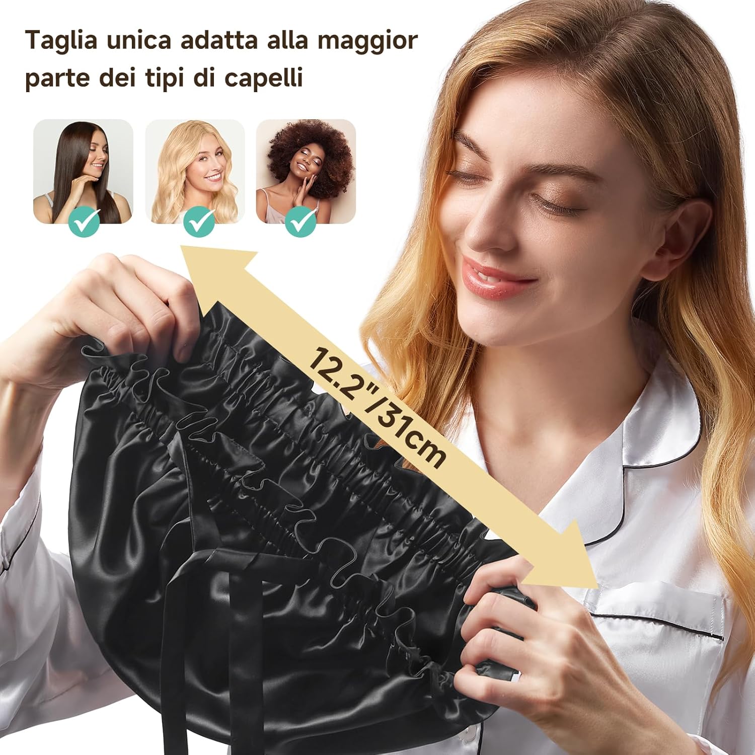 Detalle 1 de Umisleep 22 Momme seta per capelli ricci