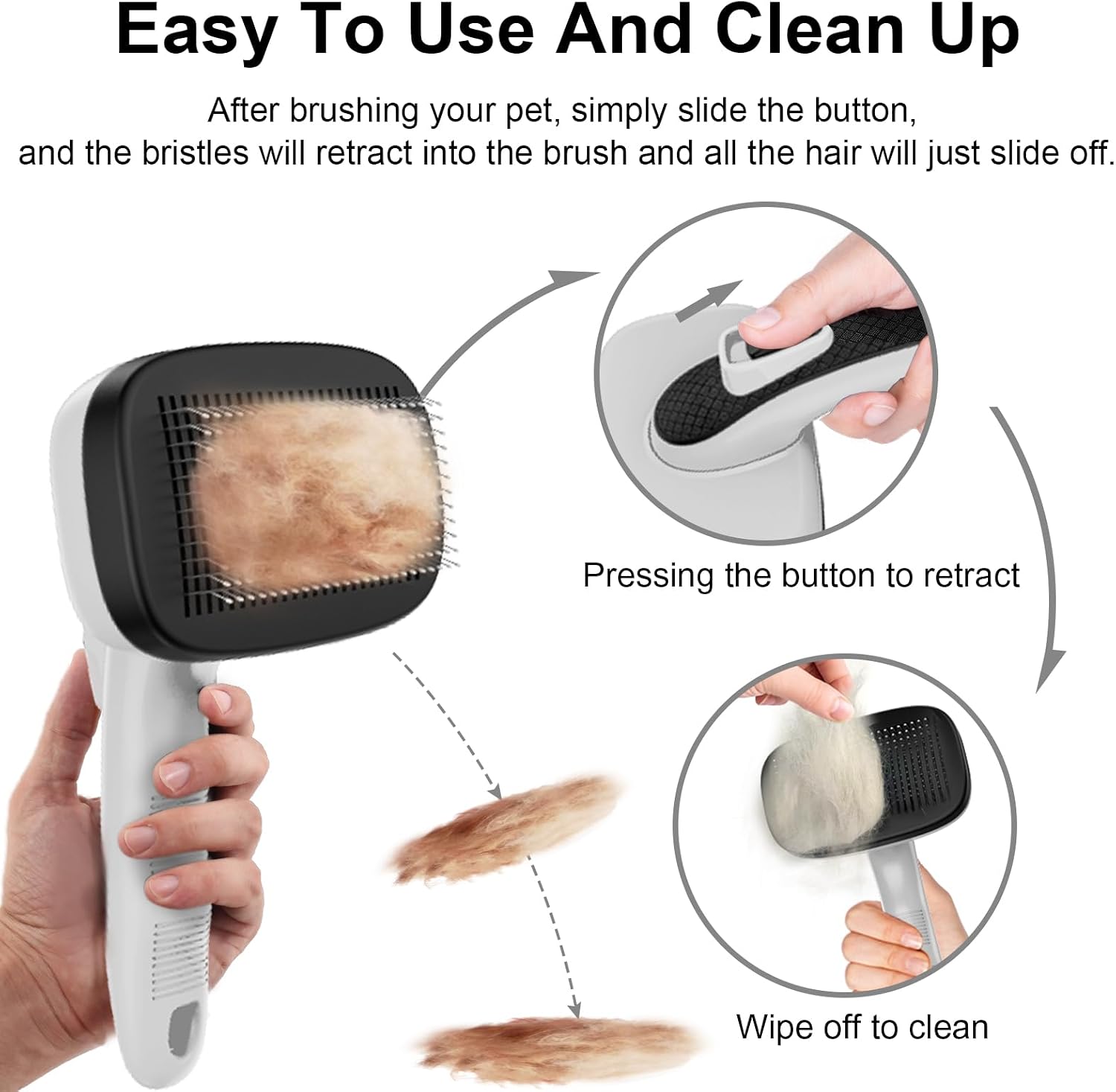 Detalle de WOPQAEM Self-Cleaning Slicker Cat Brush for short or long-haired cats (grey)