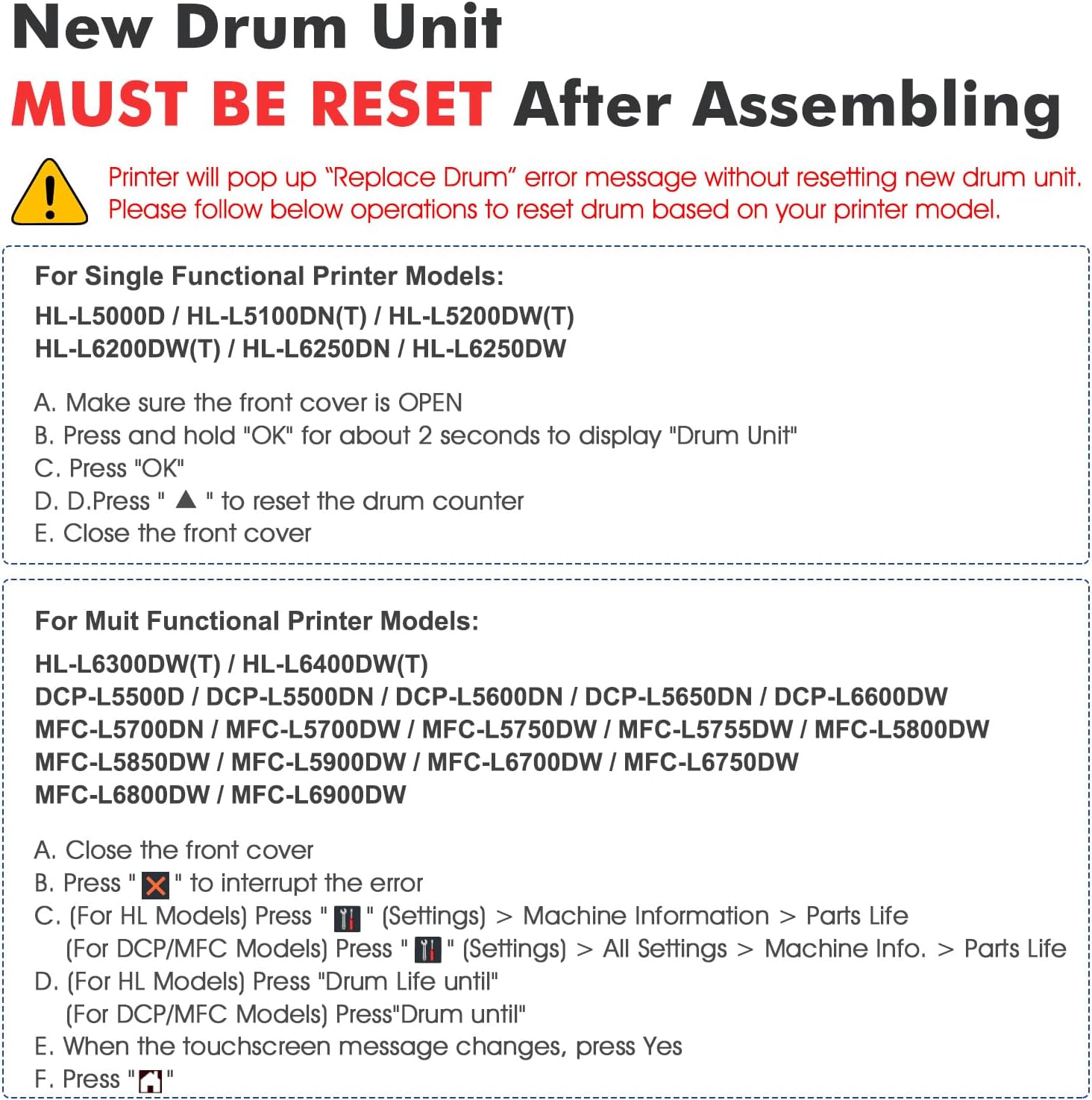 Thumbnail 4 de Toner Bank DR820 DR-820 Drum Unit, Black 2-Pack for Brother Printers