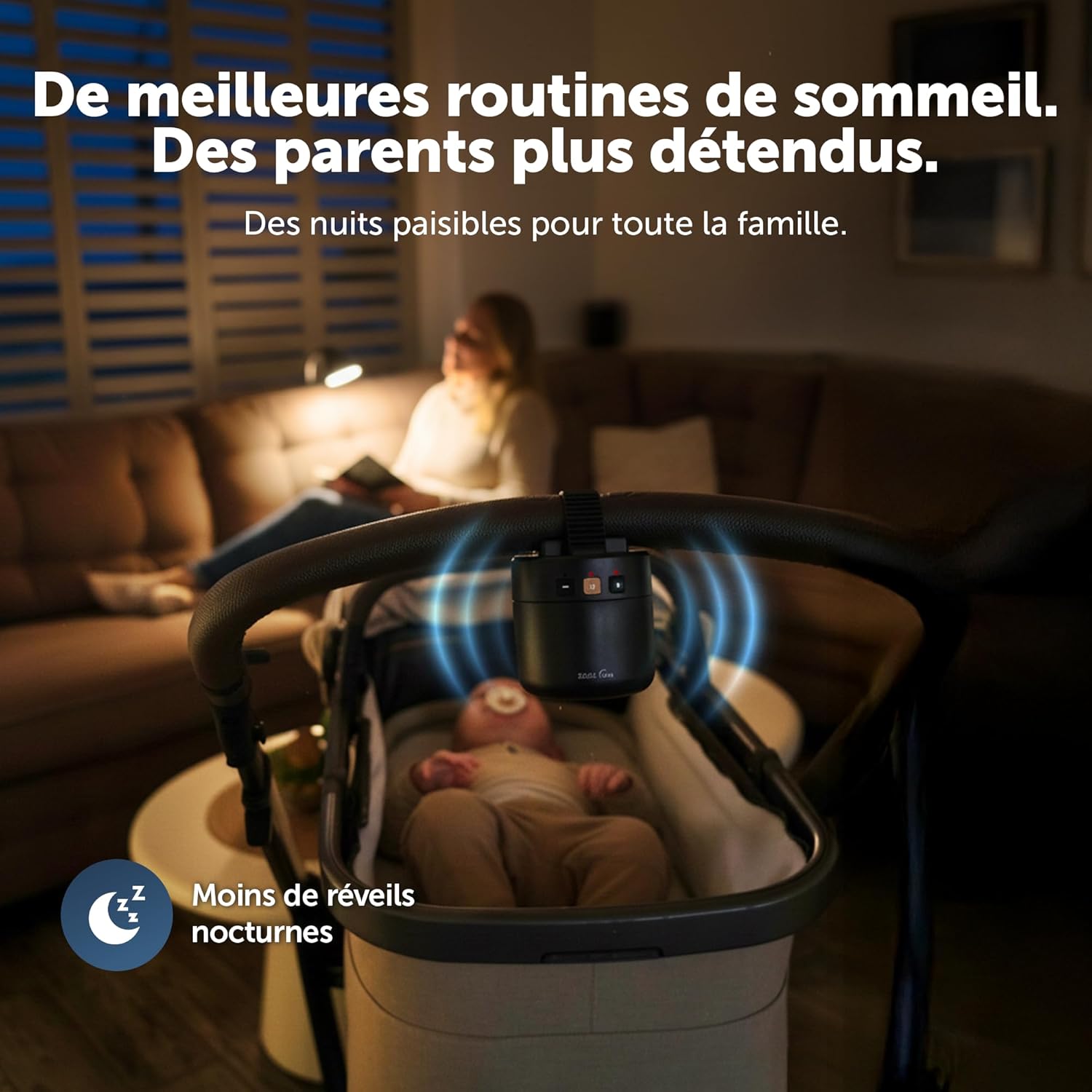 Thumbnail 1 de ZAZU Roxy Baby Rocker – Balançoire électrique pour poussette avec capteur de pleurs