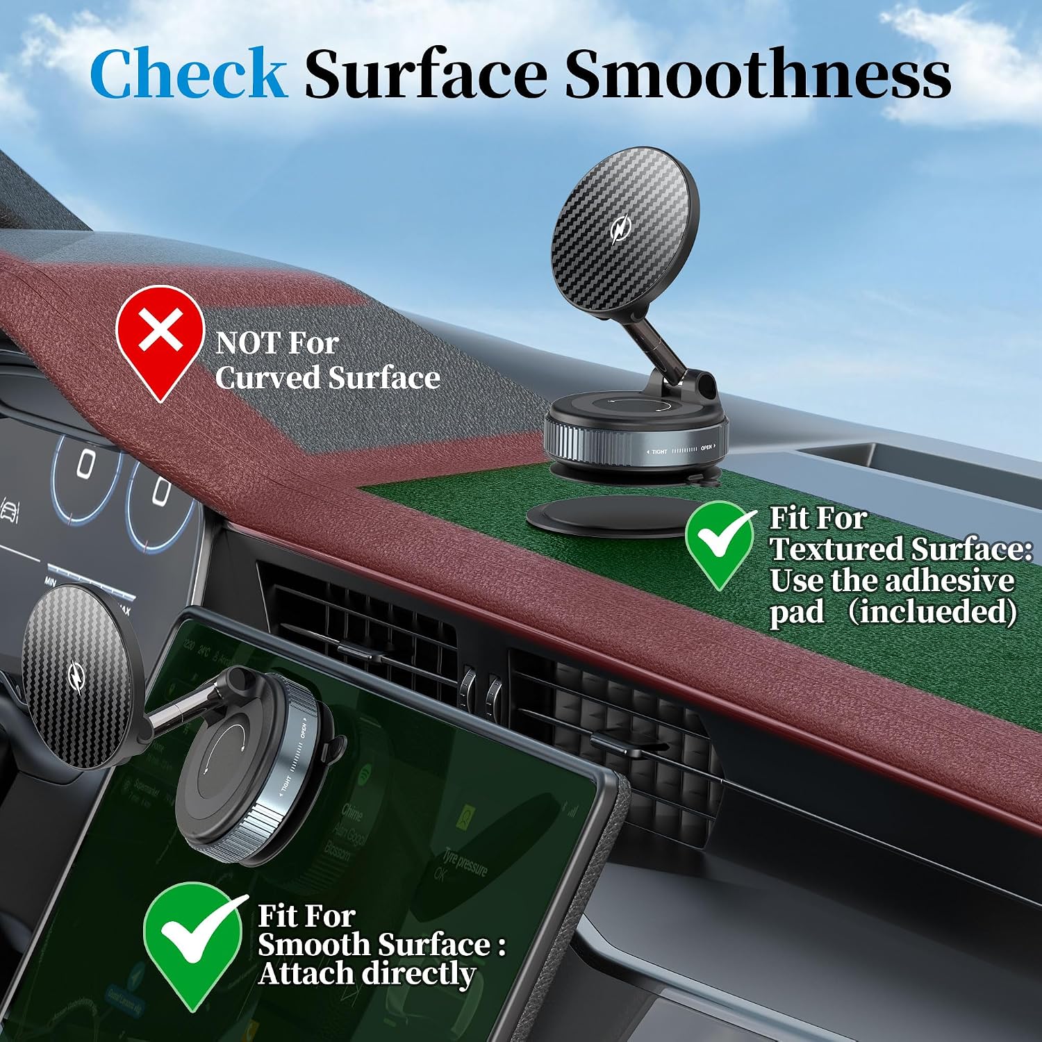 Thumbnail 1 de PlusAcc Vacuum Magnetic Car Phone Holder 15W