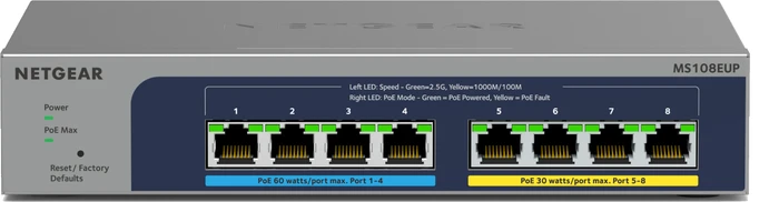 Thumbnail 4 de Netgear MS108EUP Multi-Gigabit-Switch mit 8 Ports, PoE und PoE++ (Ultra60)