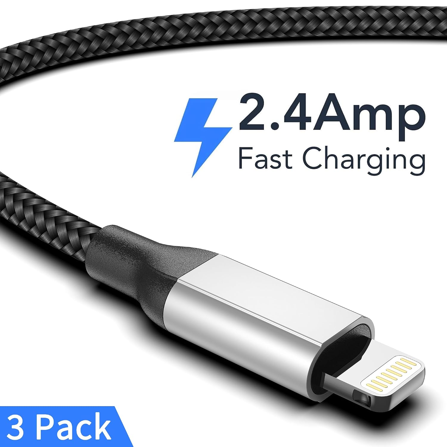 Thumbnail 3 de USB-A auf Lightning Kabel (1 m) im 3er-Pack, MFi-zertifiziert – Nylon geflochten für iPhone & iPad