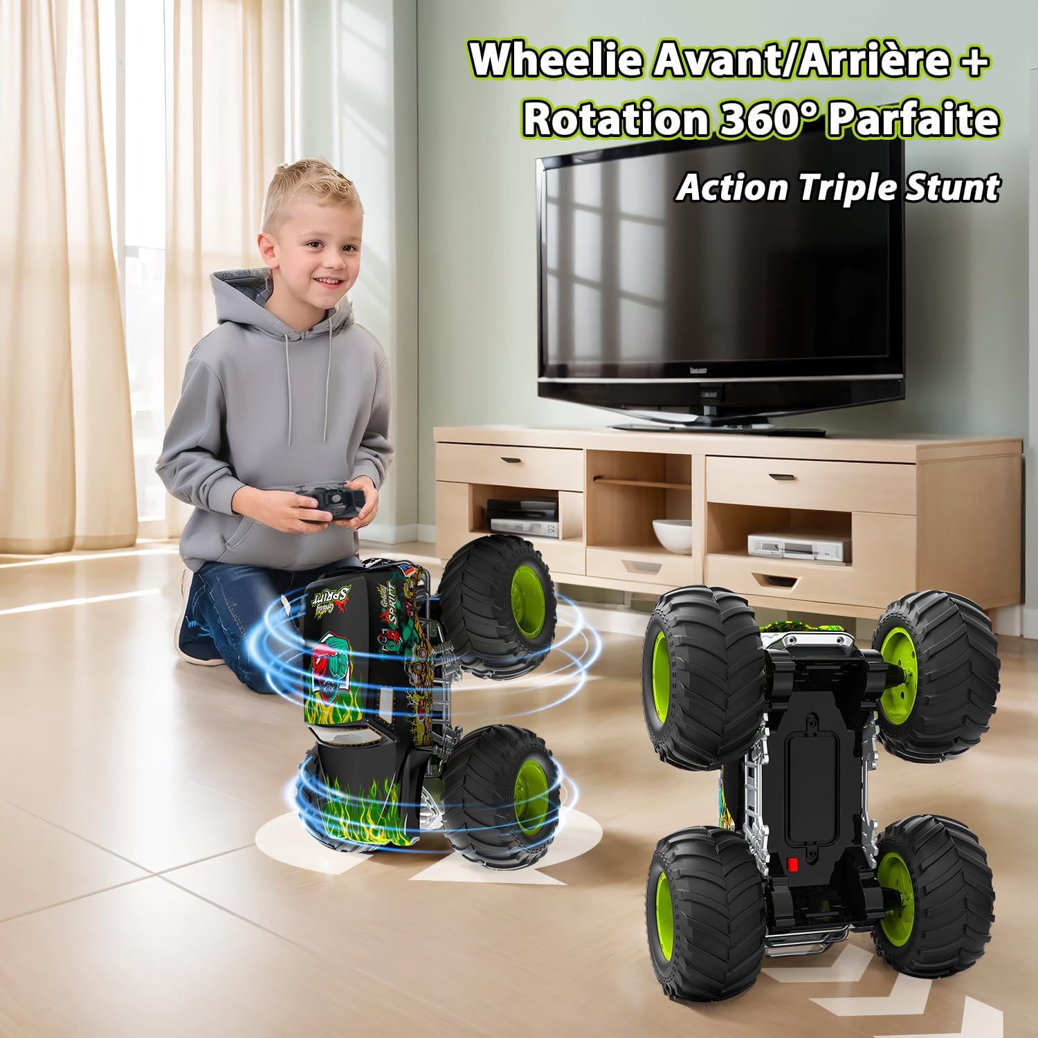 Detalle de PENGBU RC Monster Truck Télécommandé op schaal 1:16 met 360°-trucs