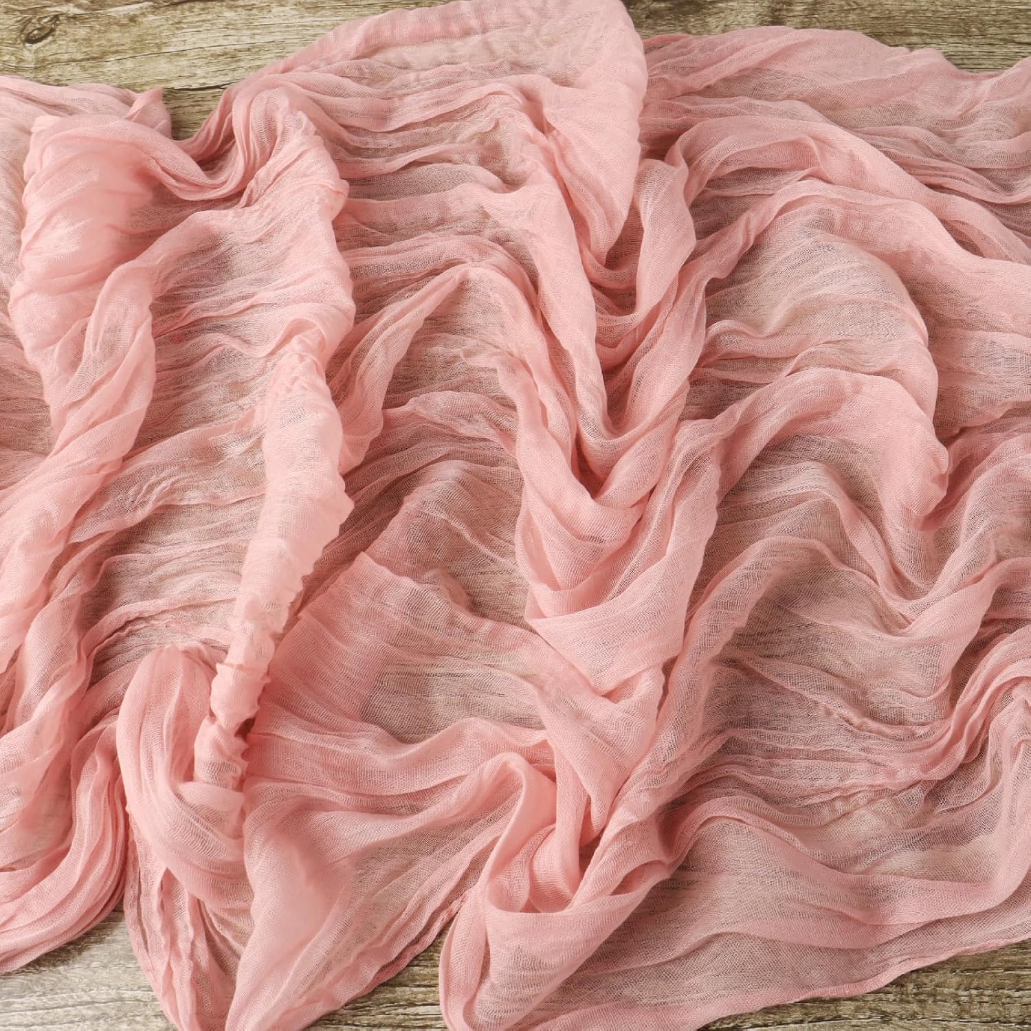 Thumbnail 6 de Dusty Pink Cheesecloth Table Runner 35x120 Inches