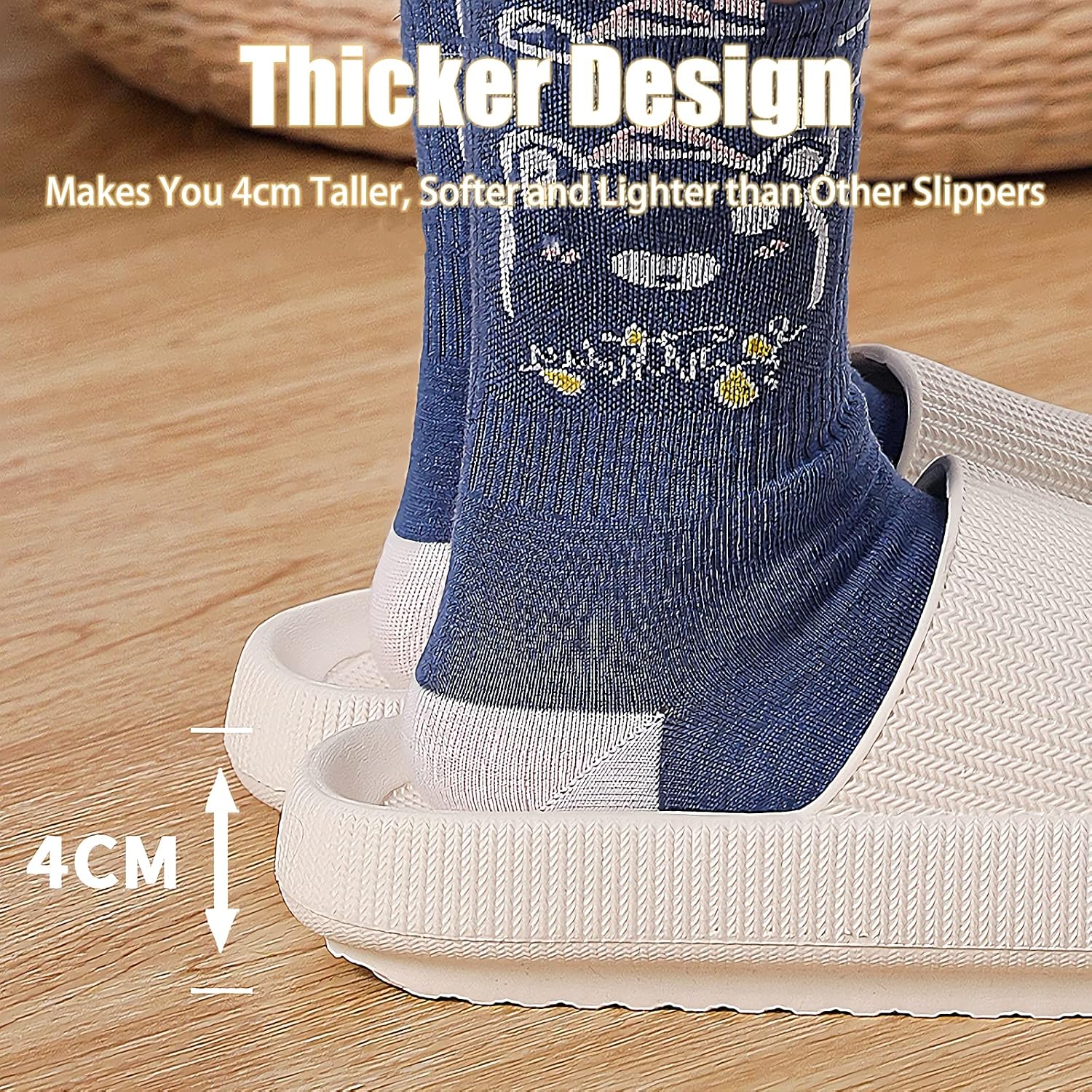 Detalle de Rosyclo Cloud Slippers for Women and Men — Thick Sole, Non-Slip Cloud-Soft Indoor/ Bathroom Shower Slides