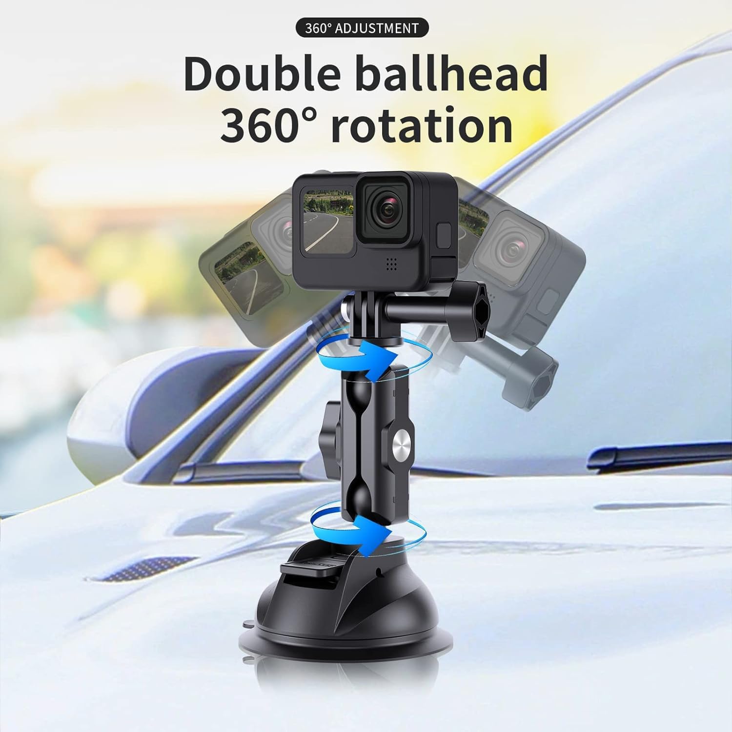 Thumbnail 1 de TELESIN Saugnapf Autohalterung für GoPro Hero, DJI Osmo Action und Insta360 – vielseitige Kfz-Halterung mit 360°-Auslage
