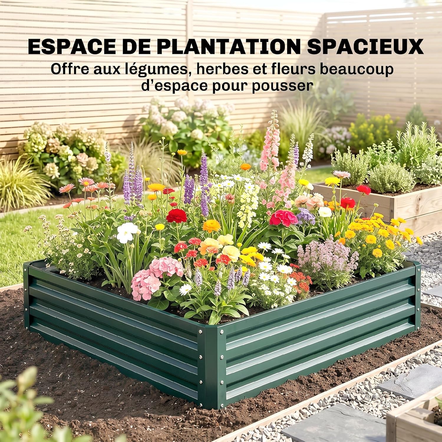 Thumbnail 2 de Outsunny Carré Potager surélevé 120x120x30 cm en acier galvanisé – Jardin, fleurs et herbes