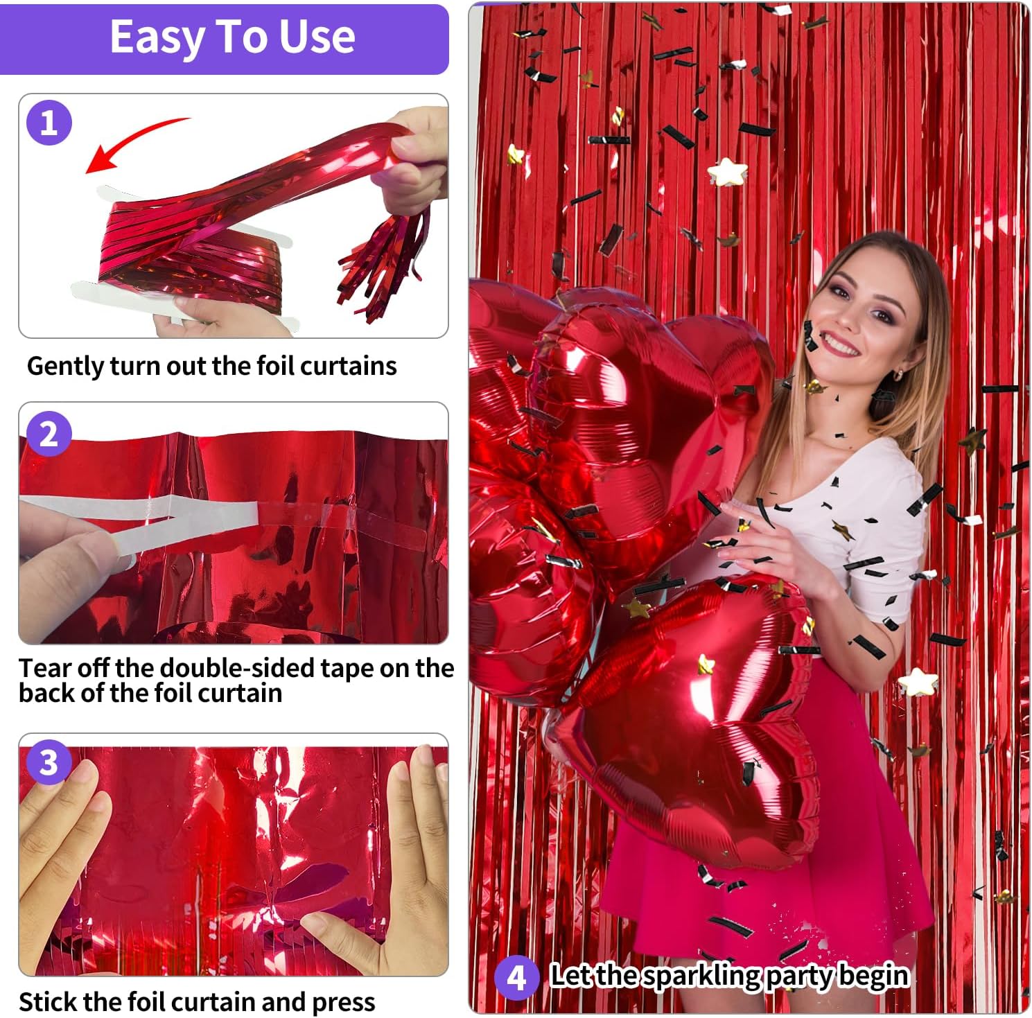 Detalle 2 de JINSUI Red Fringe Backdrop 3.3x8.2ft