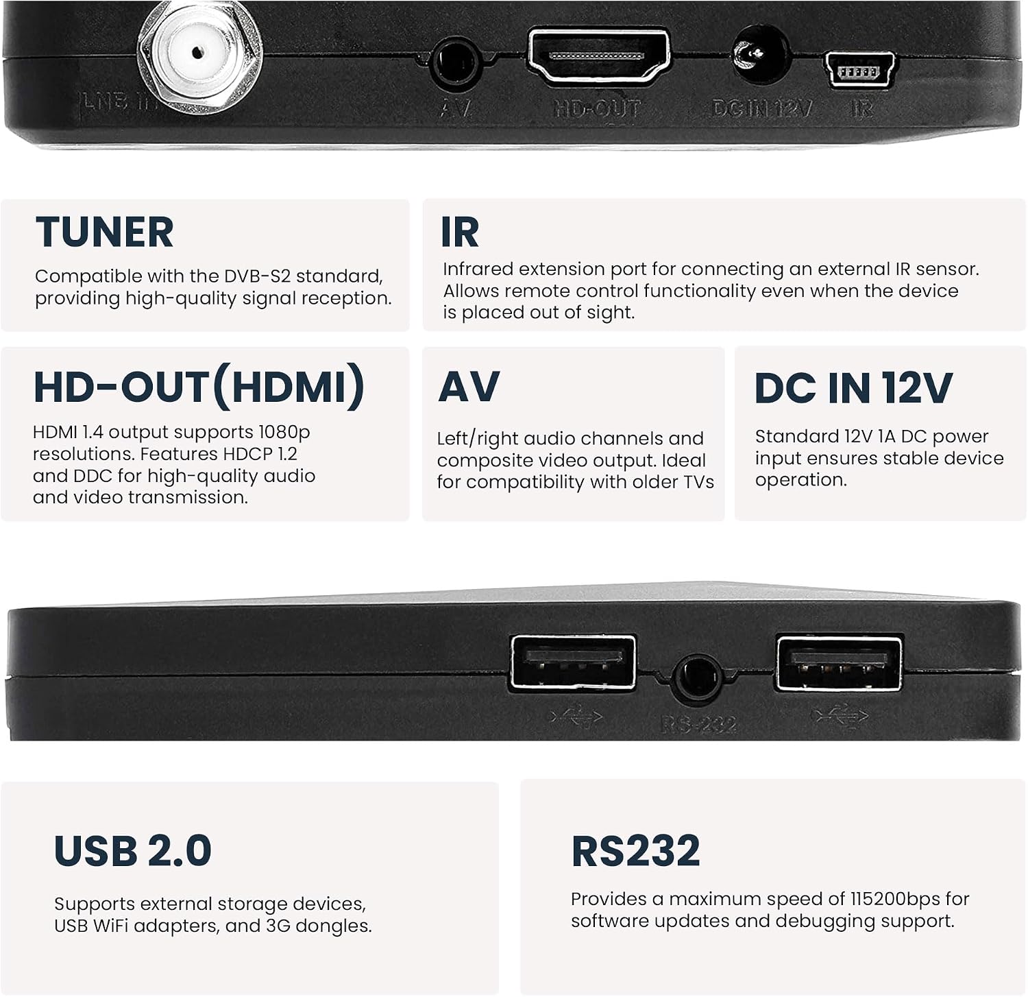 Detalle 2 de HD-line 26100 Mini Sat Receiver DVB-S2 – ARD & ZDF SD, Full HD 1080p, UHD USB