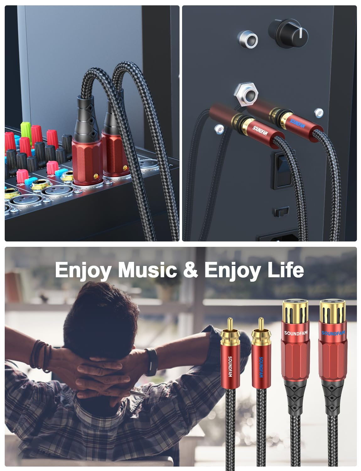 Thumbnail 6 de SOUNDFAM Dual XLR to RCA Cable (3m) with Y-splitter and gold-plated connectors