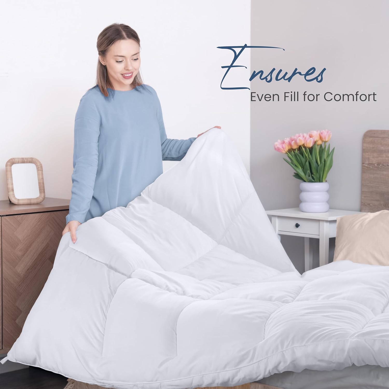 Detalle 1 de Utopia Bedding Duvet Insert, Queen 88 x 88 Inches, White, Down Alternative