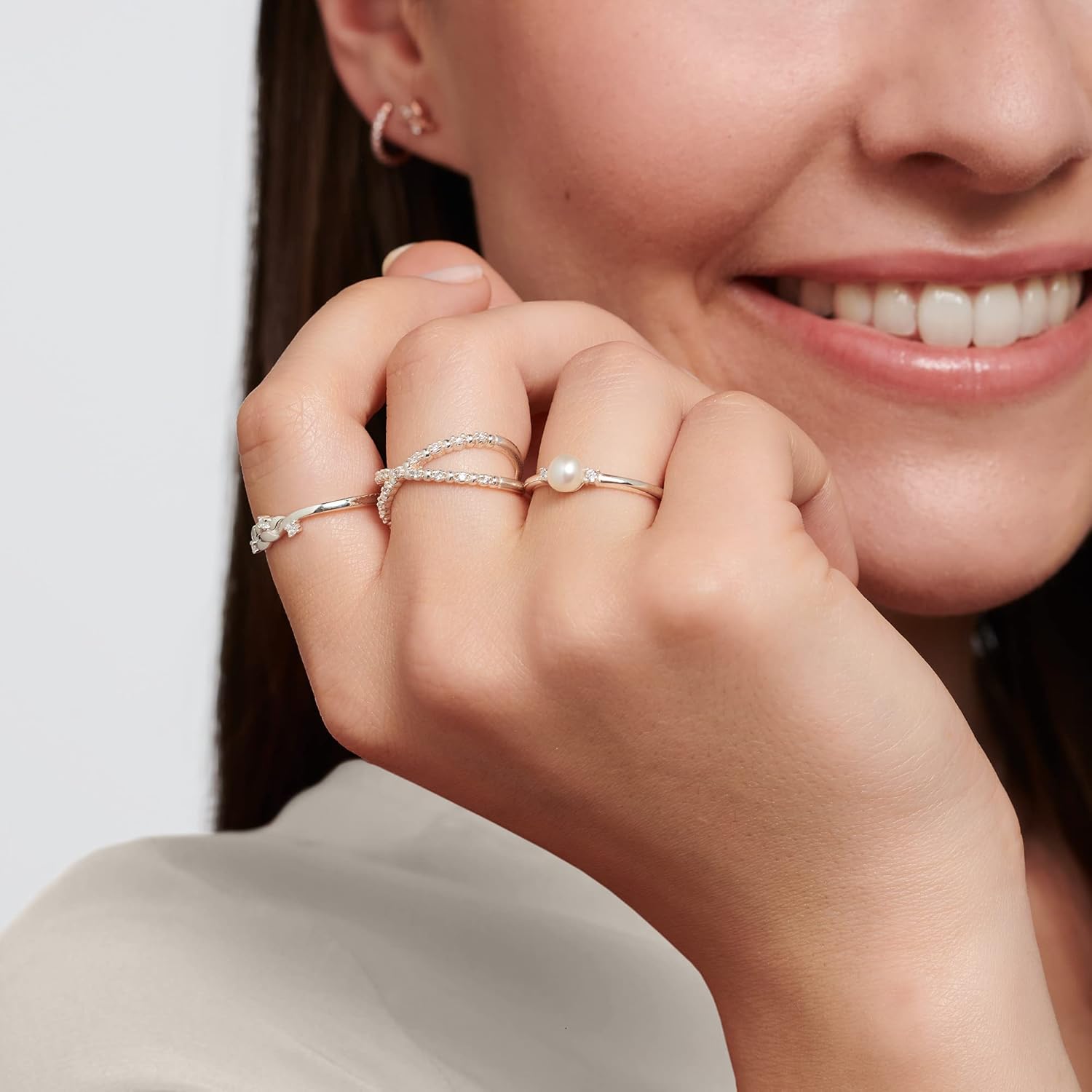 Thumbnail 1 de THOMAS SABO Ring „Perle“ mit Steinen aus 925 Sterling Silber TR2370-167-14