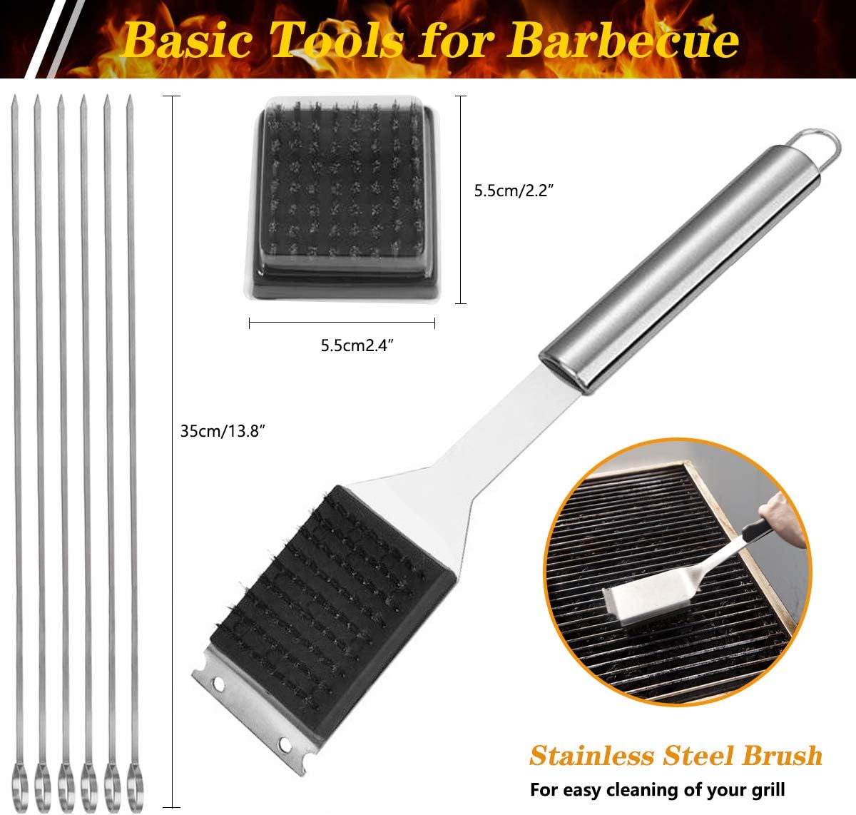 Thumbnail 2 de QH7 10-Pack BBQ Tool Set (Stainless Steel) with Storage Bags for Outdoor Grilling