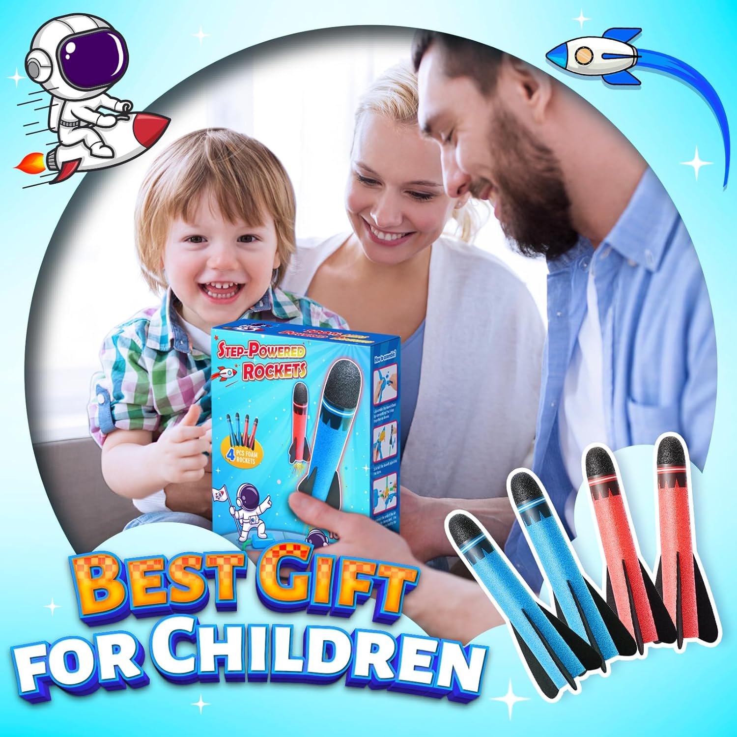 Thumbnail 6 de HappyGoLucky Foam Rockets 4pcs Launcher 50ft