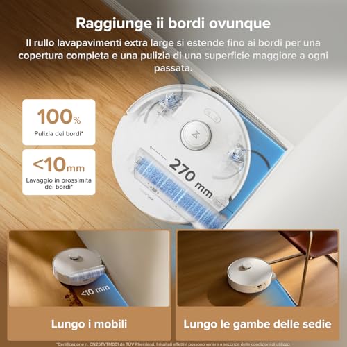 Detalle de roborock Qrevo Curv 2 Flow: Robot Aspirapolvere Lavapavimenti con Panno Autopulente e Rullo