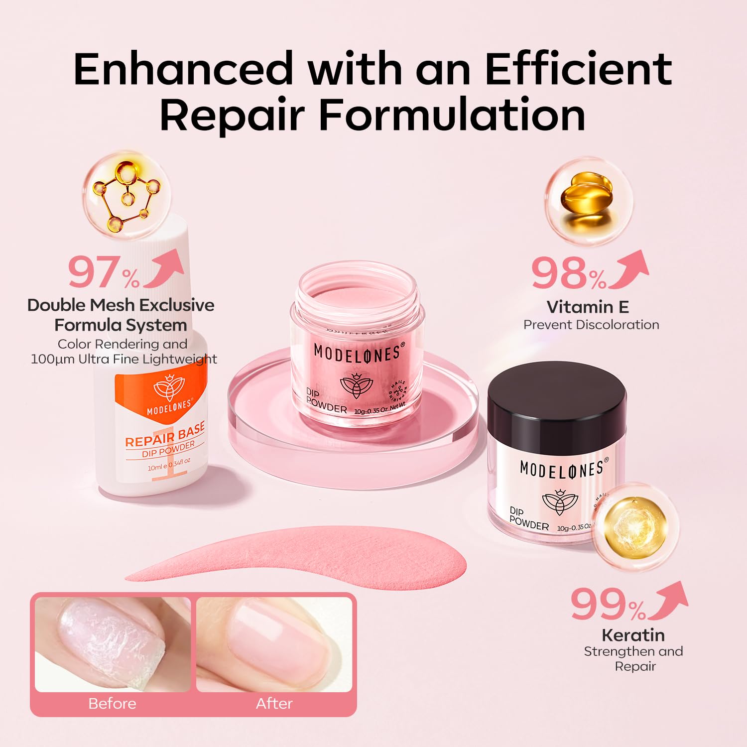 Thumbnail 6 de Modelones Dip Powder Nail Kit: 4 Colors with No-Lamp Easy at-Home French & Nail Art Starter Set