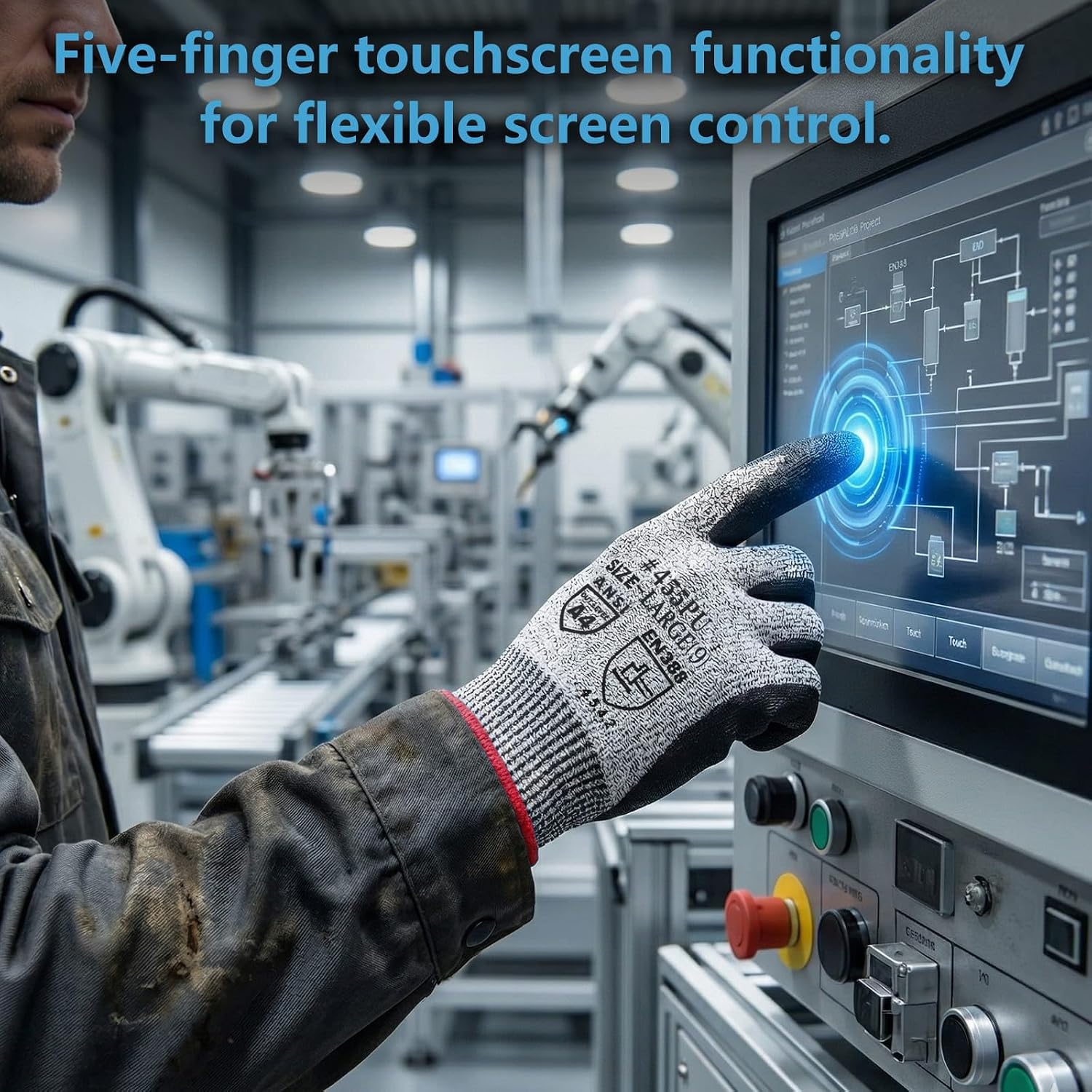 Detalle 2 de Donfri Cut Resistant Gloves Level 5 (PU palm) – comfortable ANSI A4 / EN388 work gloves for precision tasks