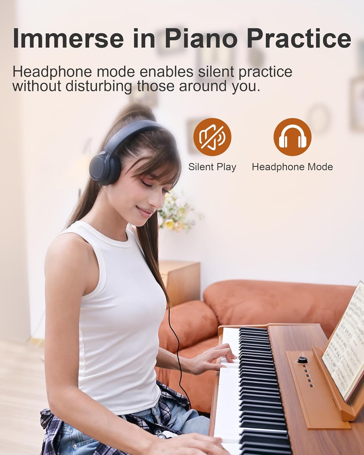 Thumbnail 3 de KEYIVOX B-88 Digital Piano, 88-Key Hammer Action, USB-MIDI, Retro Wood Finish