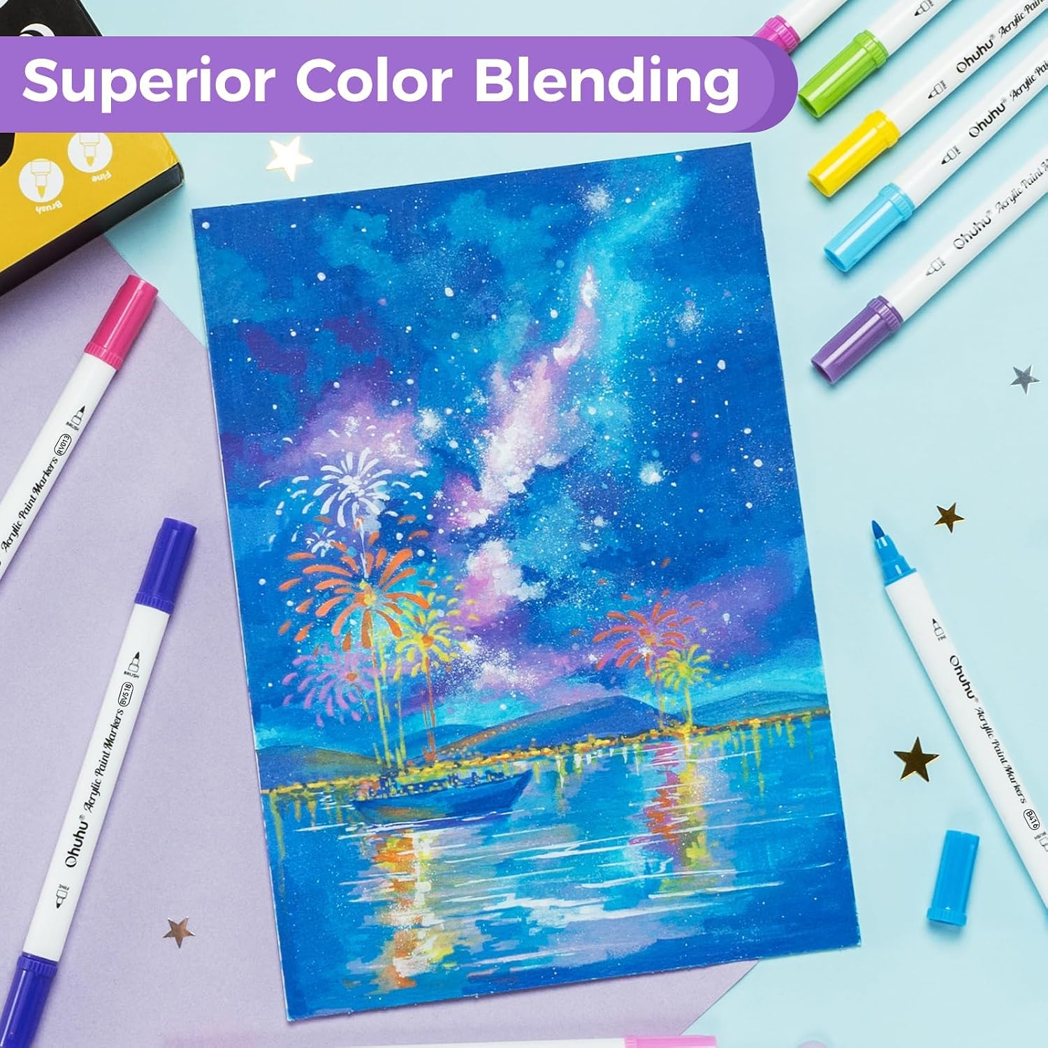 Thumbnail 3 de Ohuhu 72 Colour Acrylic Pens Dual Tips