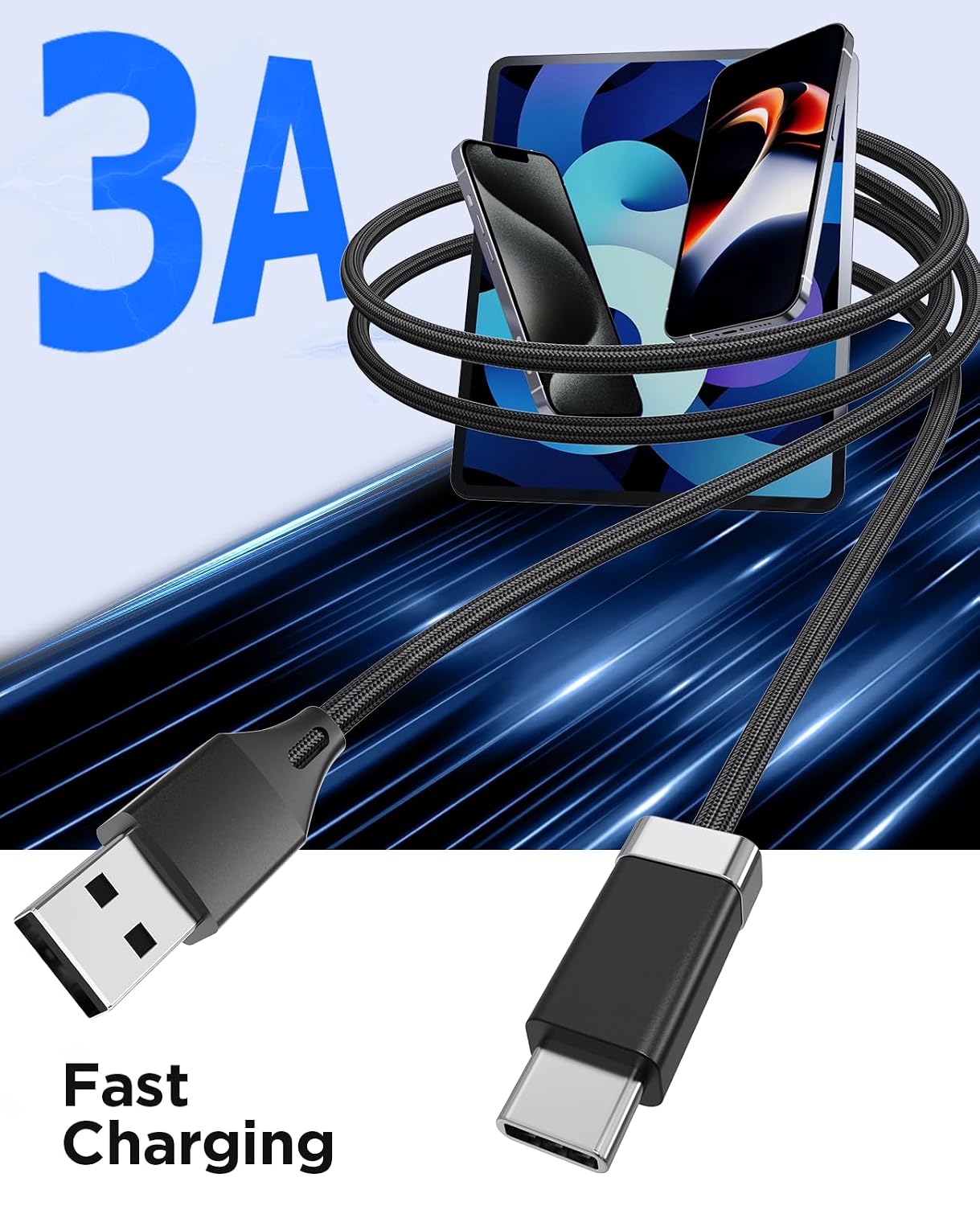 Detalle de Magtame Staycable USB-A auf USB-C Kabel mit magnetischem Halter – 1,5 m, Schneller Ladevorgang und aufgeräumter Arbeitsplatz
