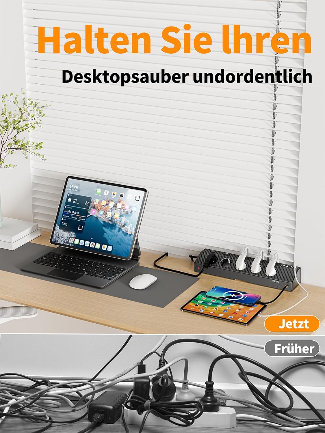 Thumbnail 4 de PASSUS 10‑in‑1 Tischsteckdose mit 2 USB‑C (30W) 🔌