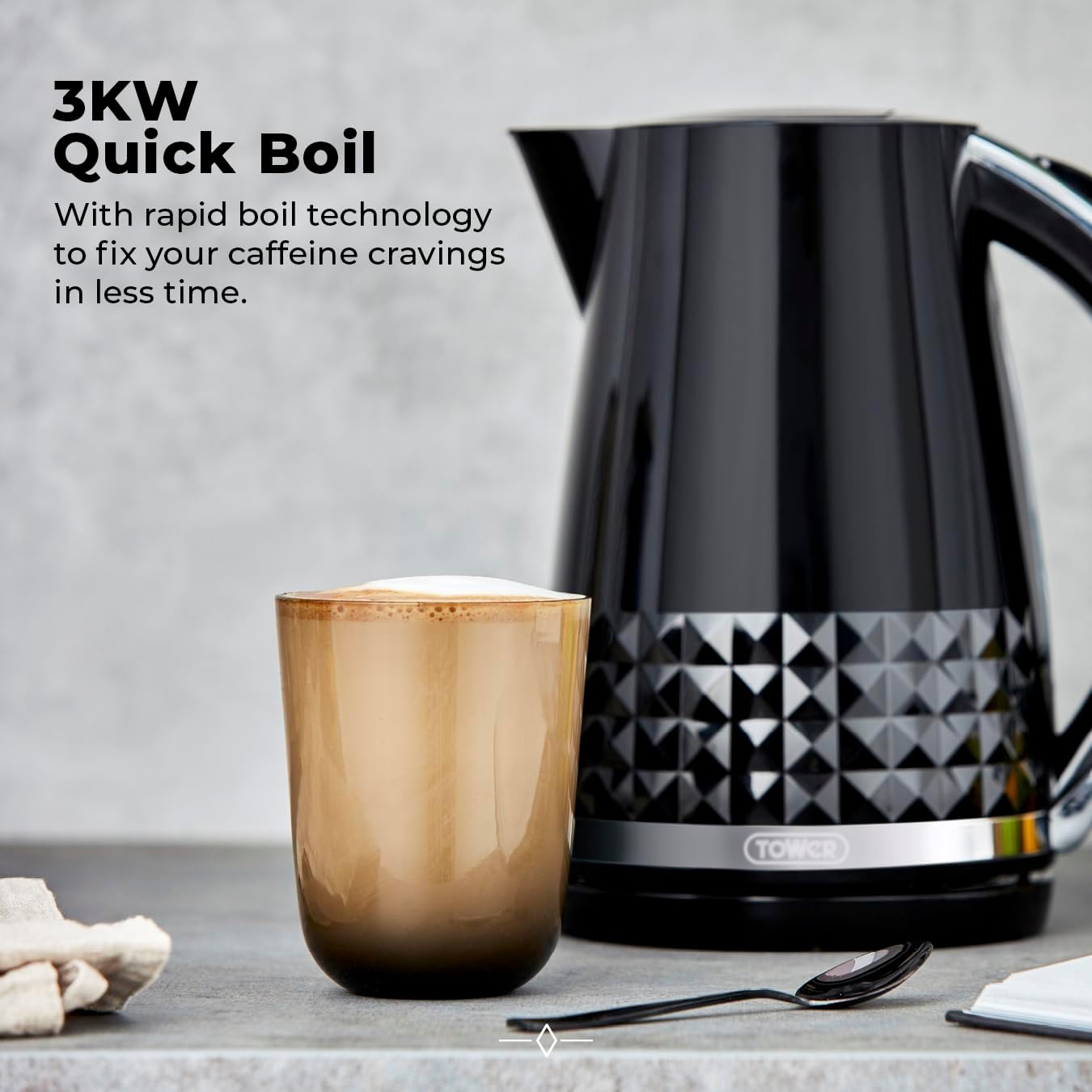 Detalle 2 de Tower T10075BLK 1.5L kettle, 3KW power