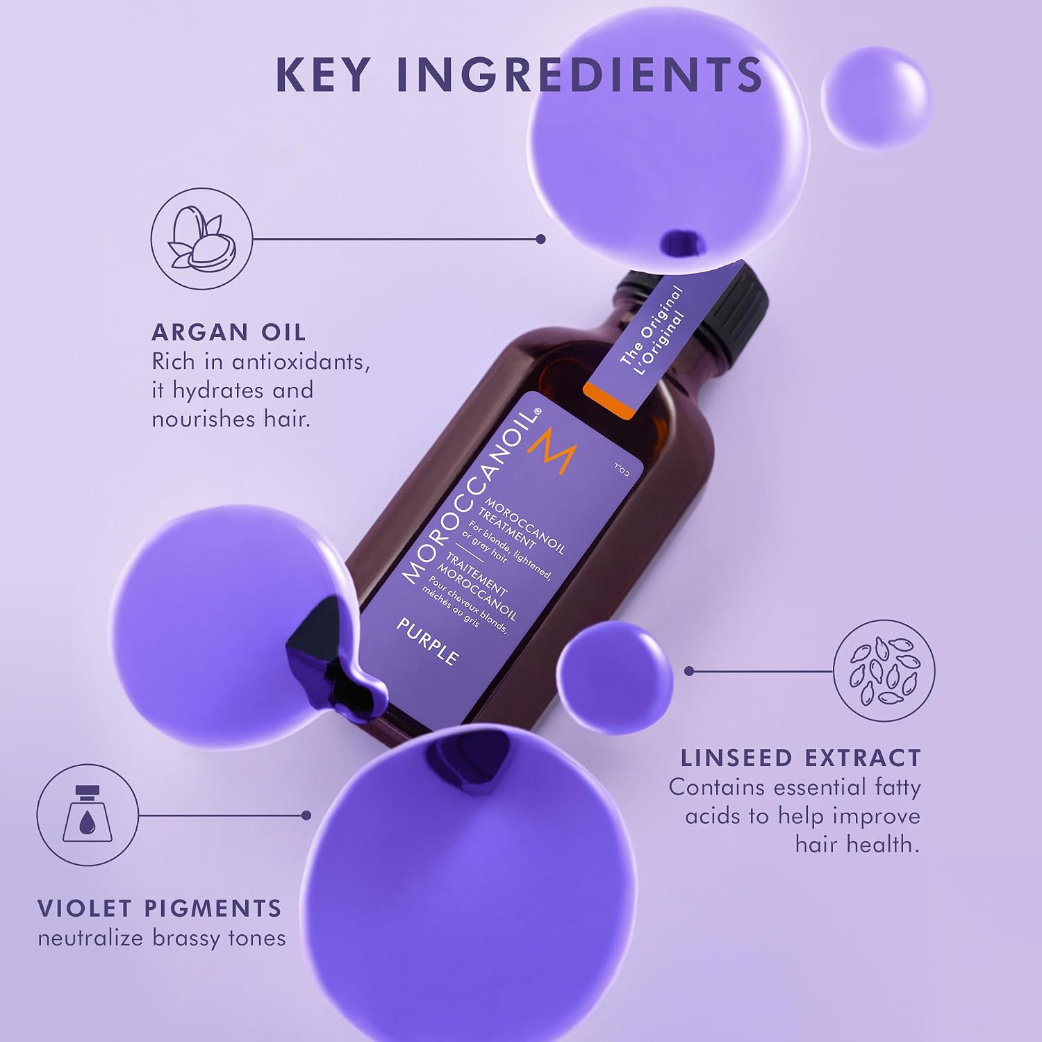 Detalle de Moroccanoil Trattamento Viola Olio per Capelli Biondi