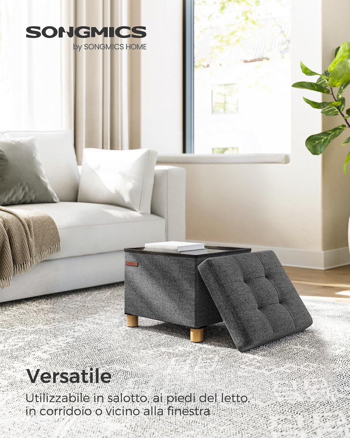 Detalle 2 de SONGMICS LSF012G11 Pouf contenitore 32 x 40 cm