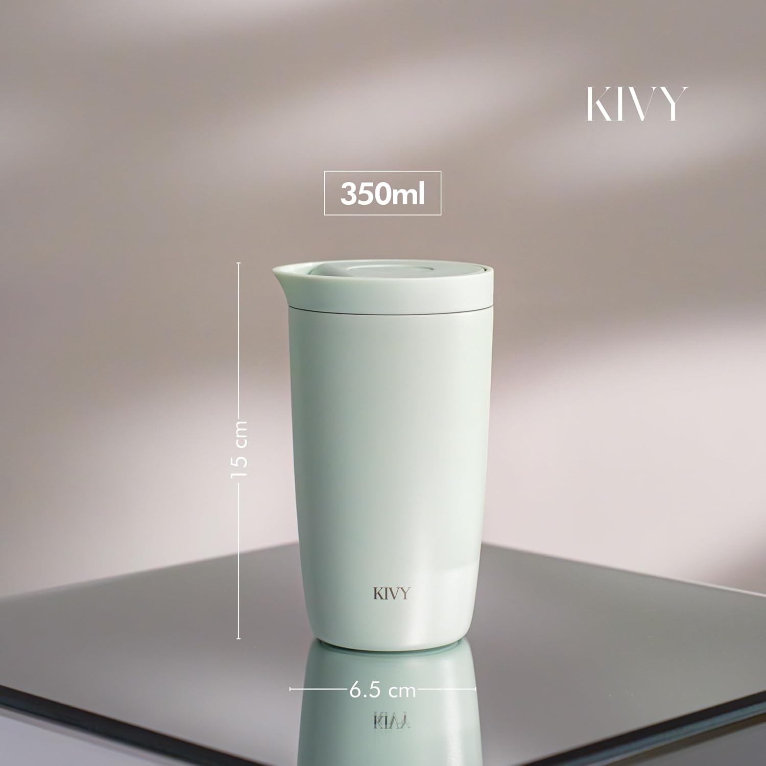 Detalle de KIVY Thermobecher 350 ml – Auslaufsicherer To-go Becher, Doppelwand-Isolierung