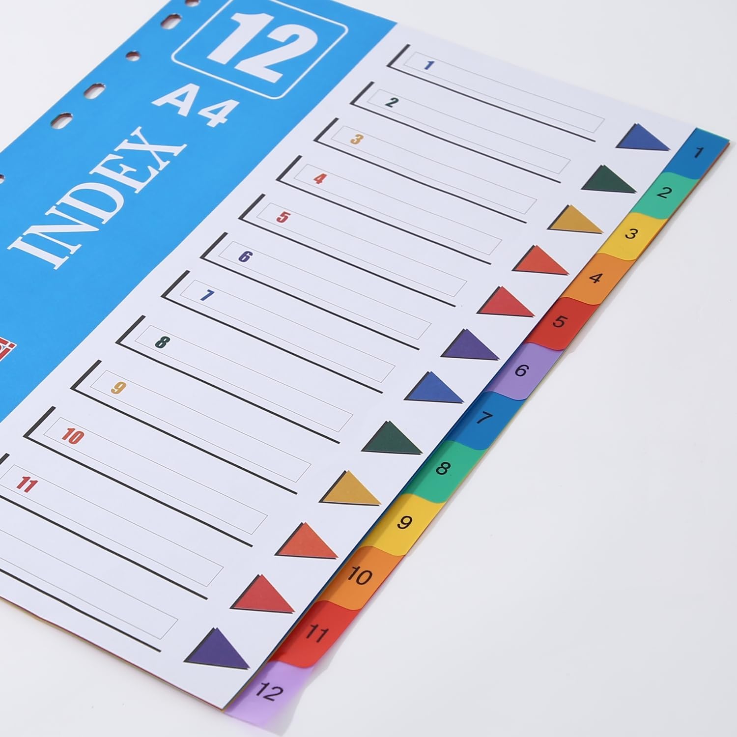 Thumbnail 6 de ROSHINE 1–12 A4 Part File Dividers (10-pack) with 11-Hole Design and Colour Index Set