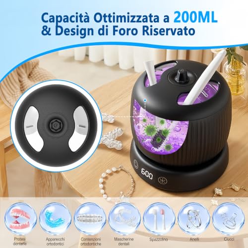 Thumbnail 1 de Morole Pulitore Ultrasuoni con Lampada UV – 45000 Hz, 200 ml, Portatile