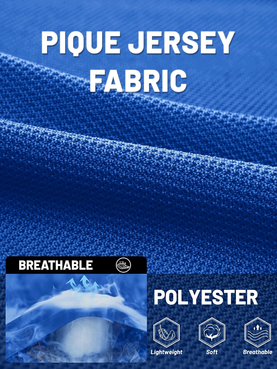 Detalle de TACVASEN Men's Breathable Quick-Dry Golf Polo Shirt
