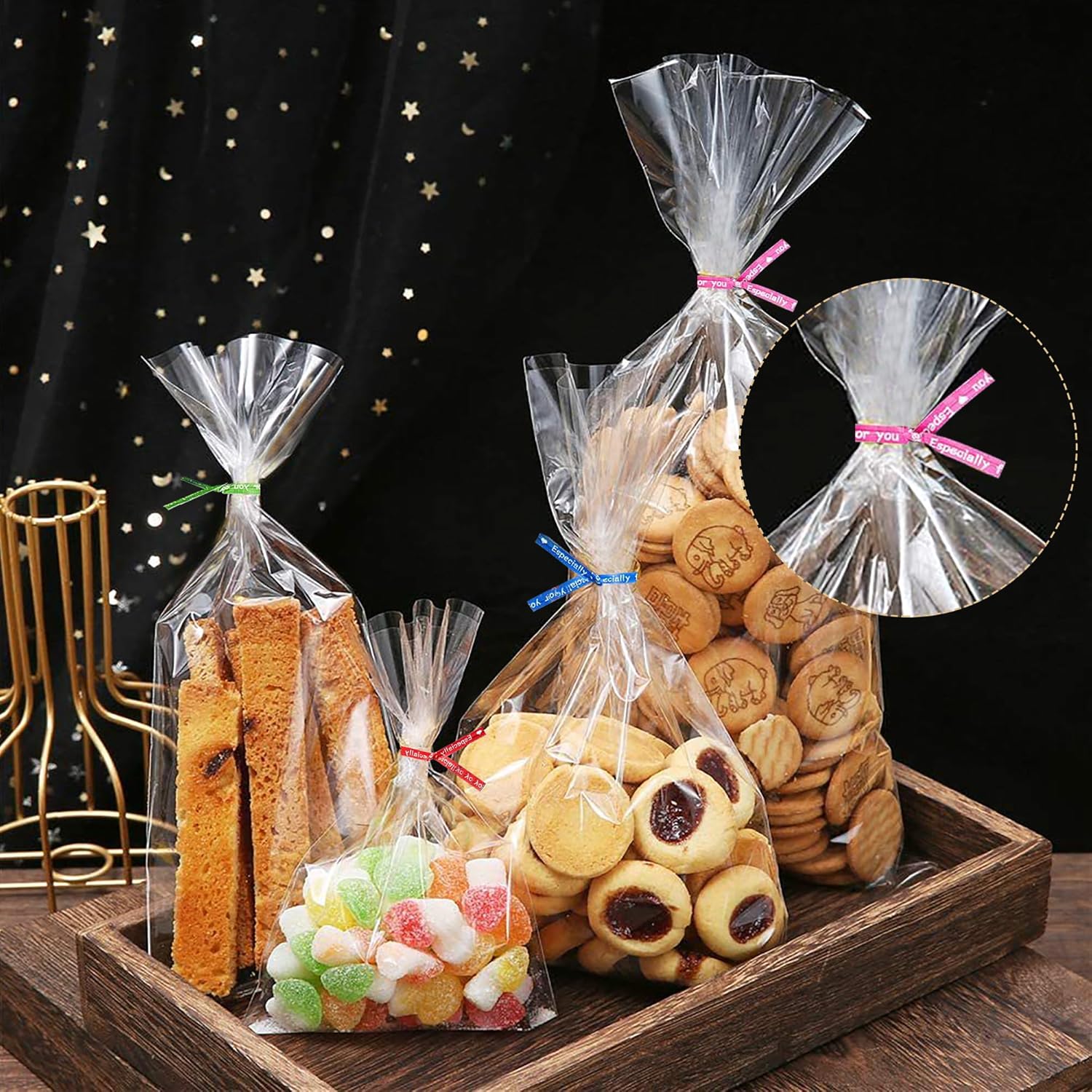 Thumbnail 3 de Rhimooay 200er Pack kleine Cellophantüten für Süßigkeiten, 25×18 cm